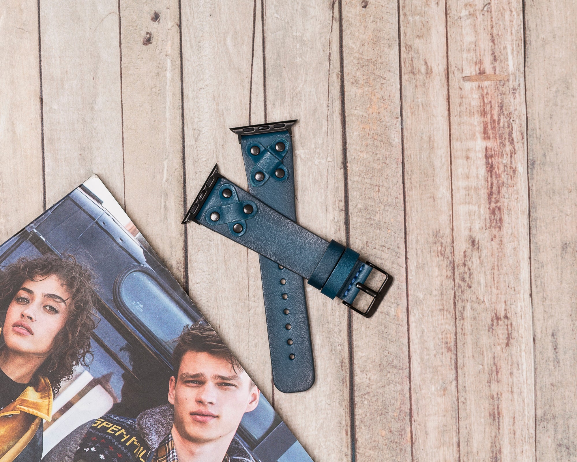 Admiral Blue Leather Classic Apple Watch Band