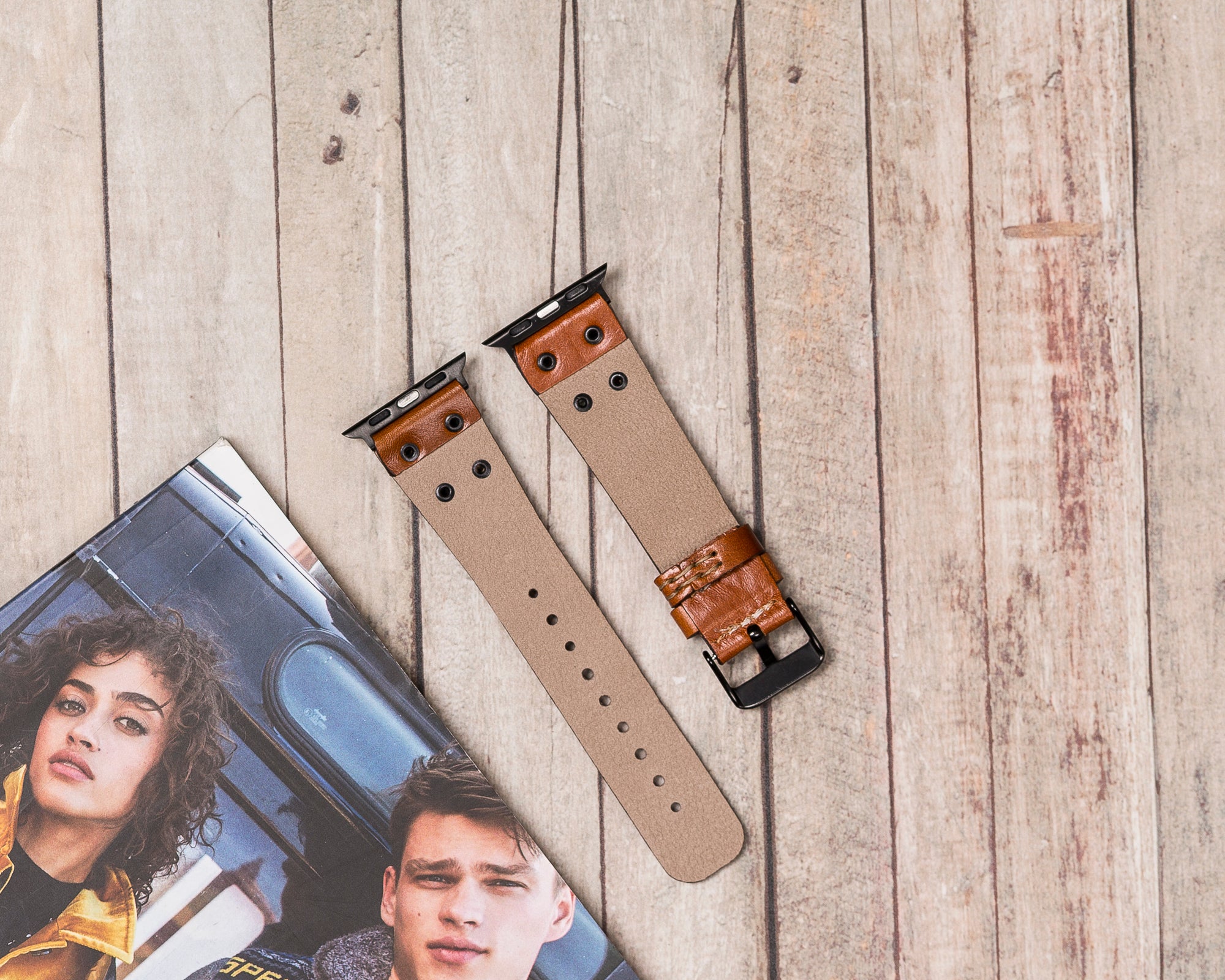 Handmade Burnished Gray Classic Natural Leather Band for Apple Watch