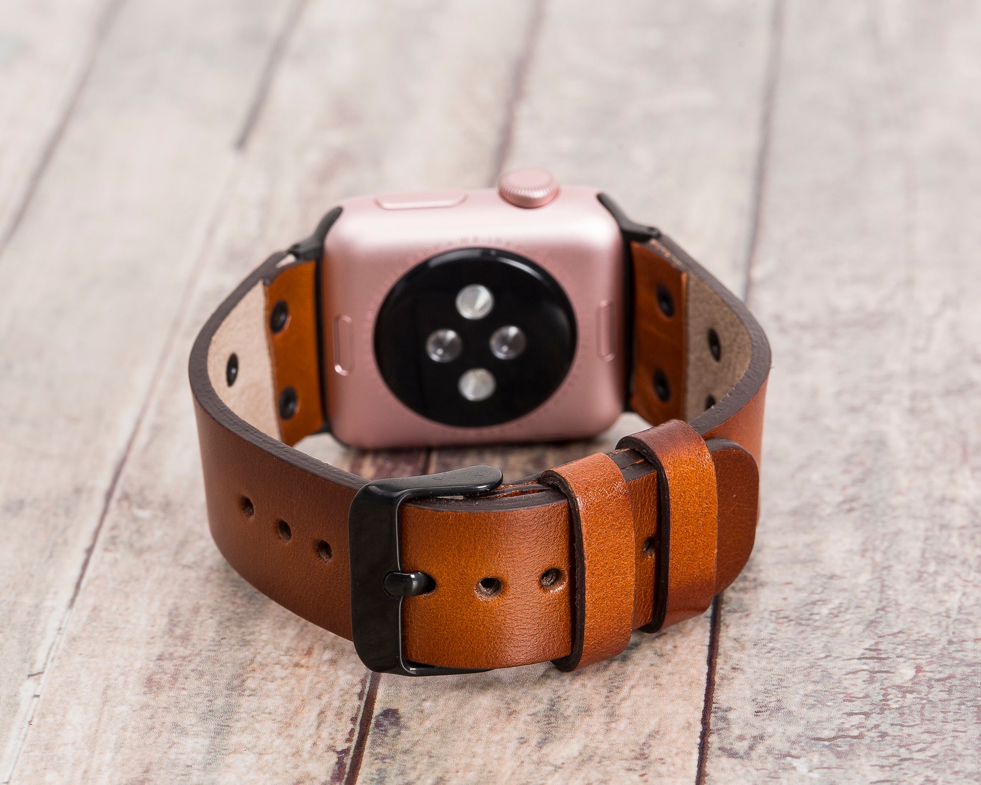 Handmade Burnished Gray Classic Natural Leather Band for Apple Watch