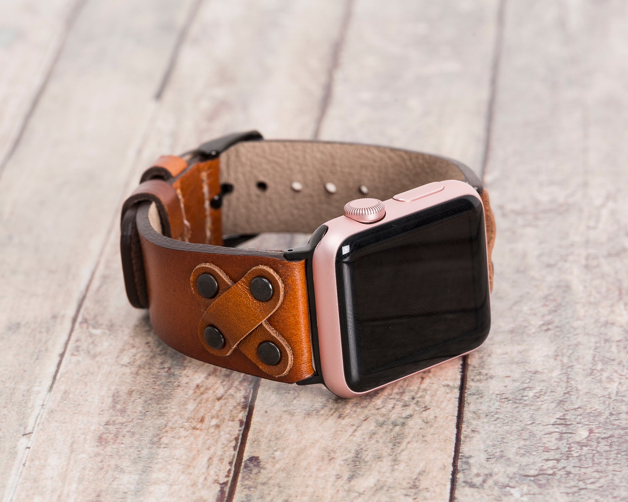 Handmade Burnished Gray Classic Natural Leather Band for Apple Watch