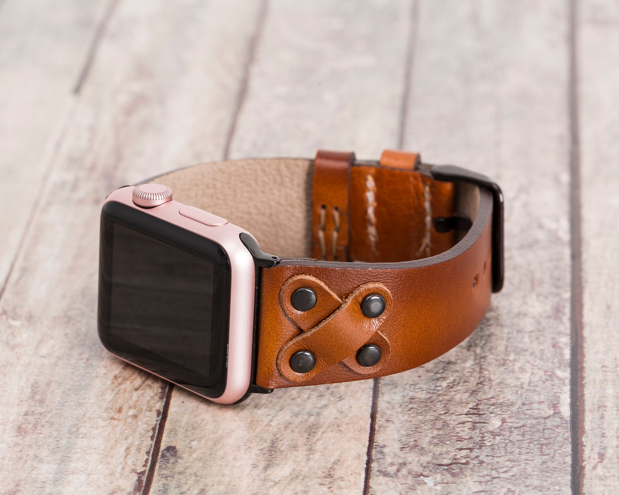 Handmade Burnished Gray Classic Natural Leather Band for Apple Watch