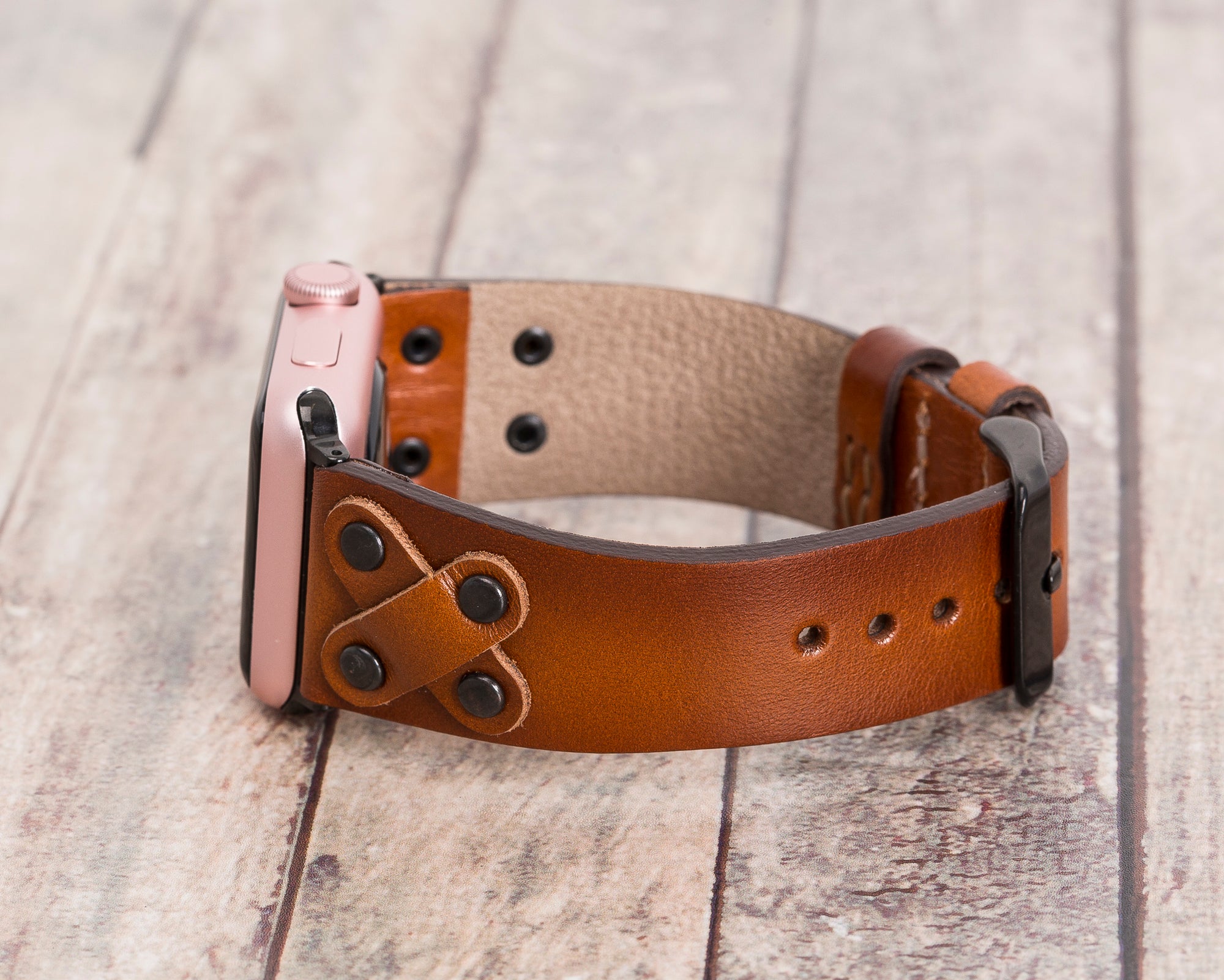 Handmade Burnished Gray Classic Natural Leather Band for Apple Watch