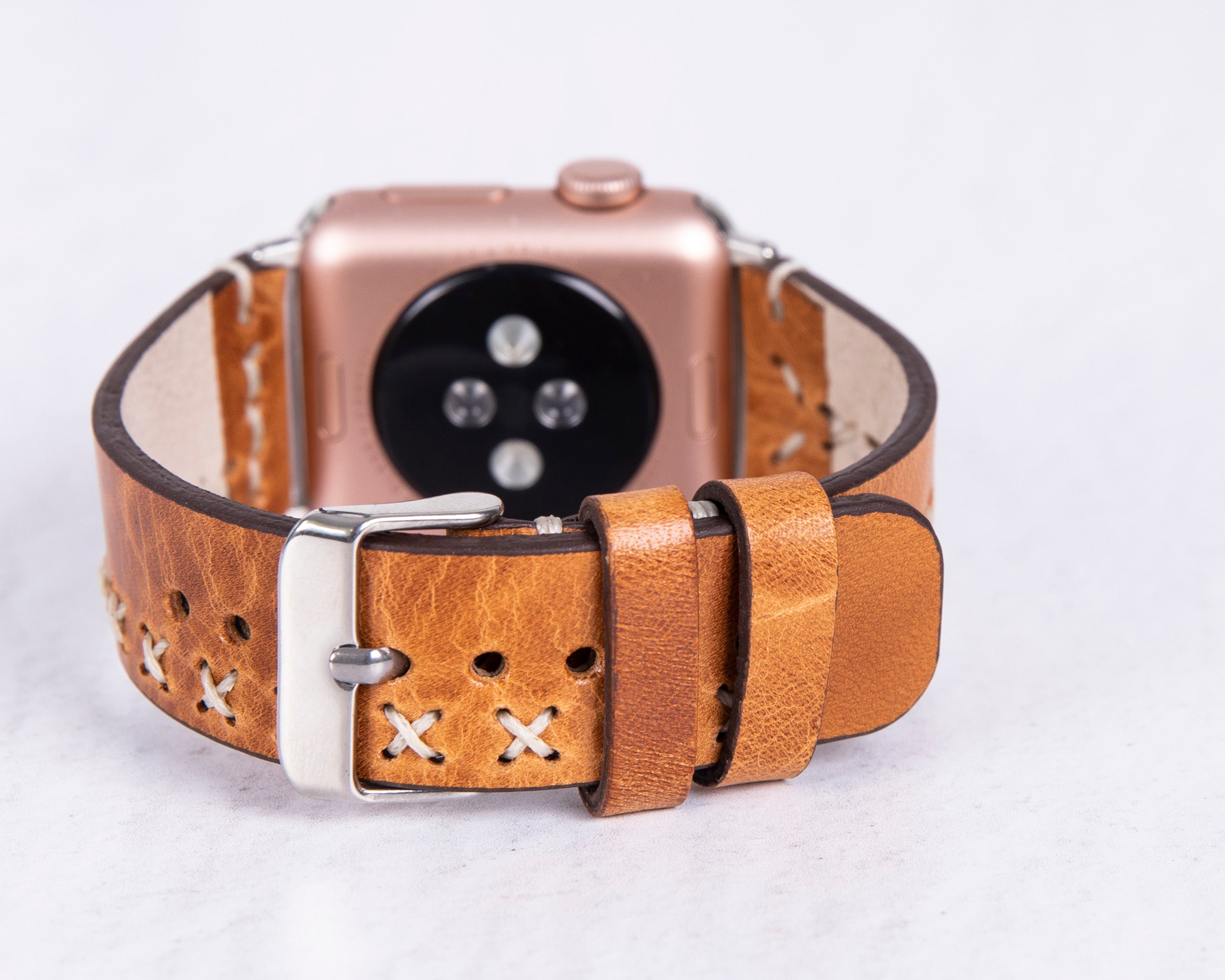 Antic Tan Classic Premium Genuine Leather Rivet Apple Watch Bands - Elegant Apple Watch Strap-42-RE-V18-BLRI-MADUEM-Barchello.us