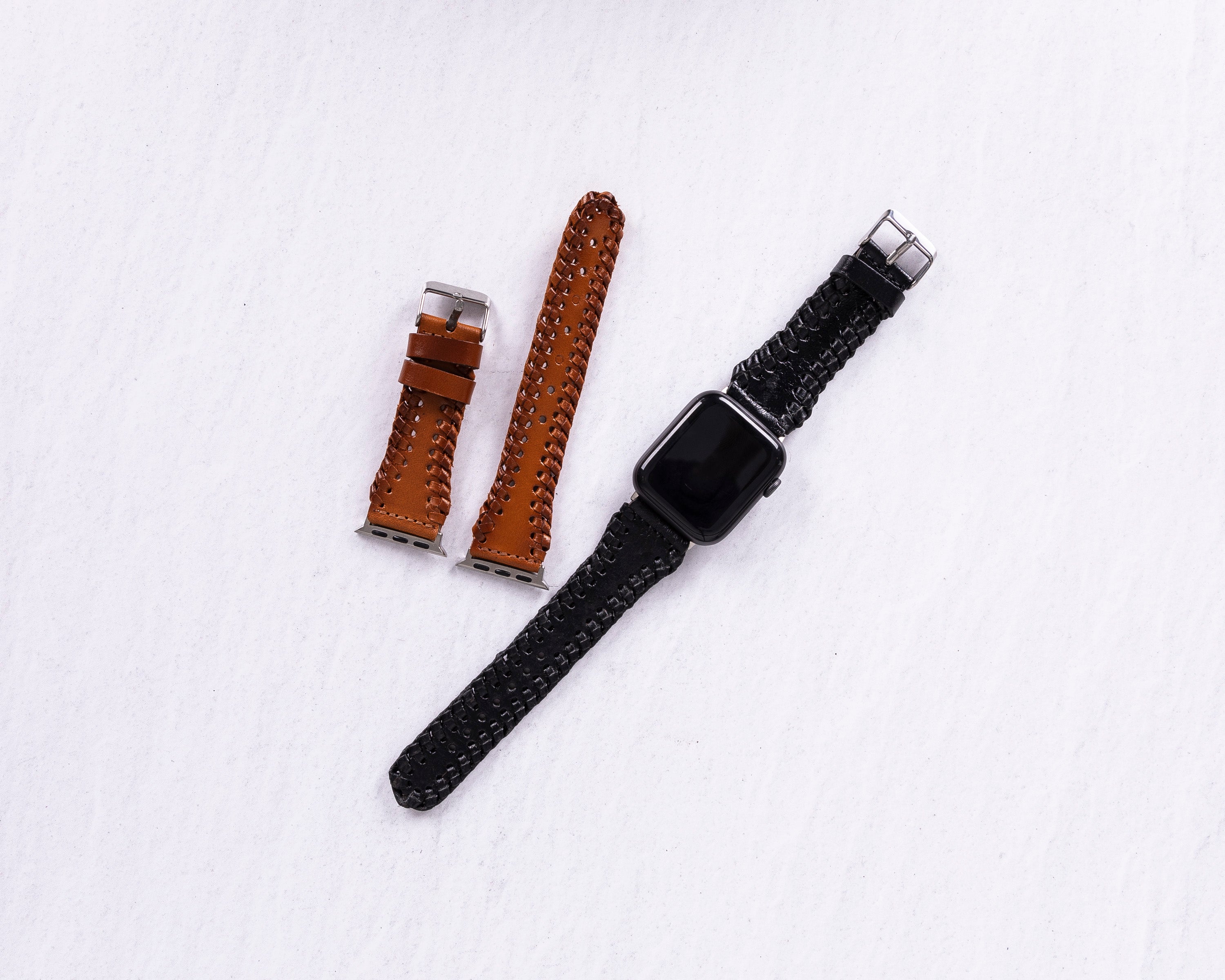 Handmade Black Classic Artisan Leather Band for Apple Watch