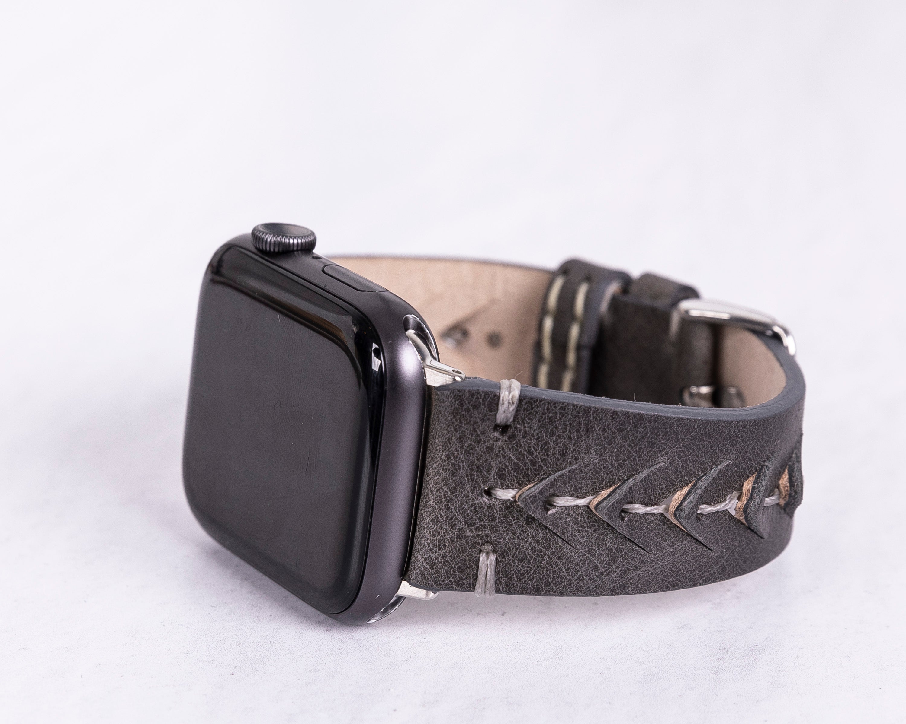 Handmade Burnished Gray Classic Vector Leather Band for Apple Watch