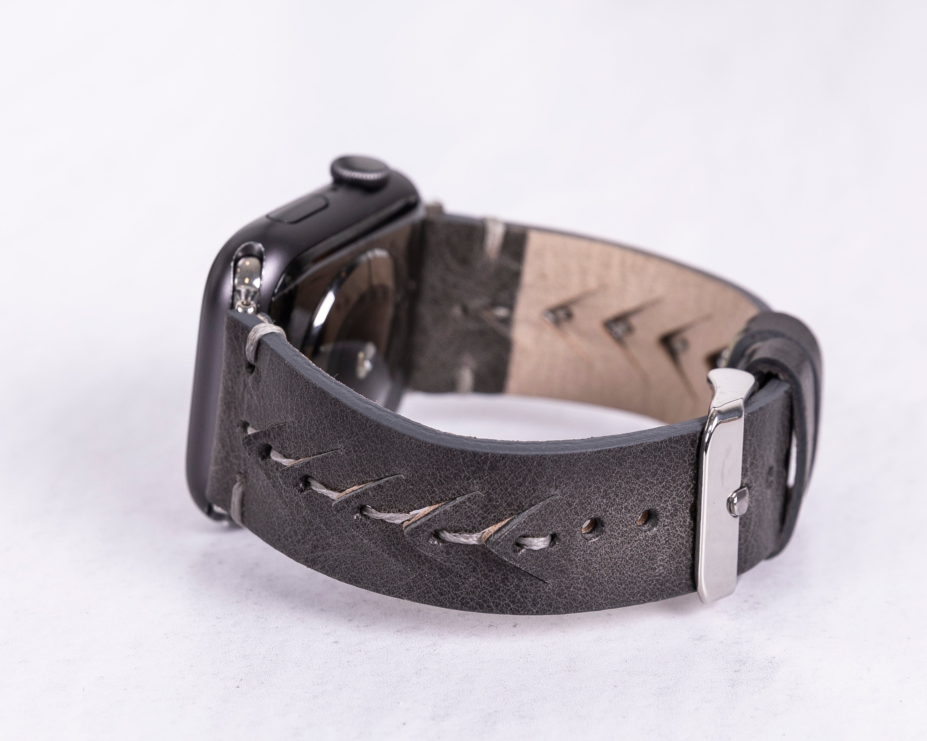 Handmade Burnished Gray Classic Vector Leather Band for Apple Watch