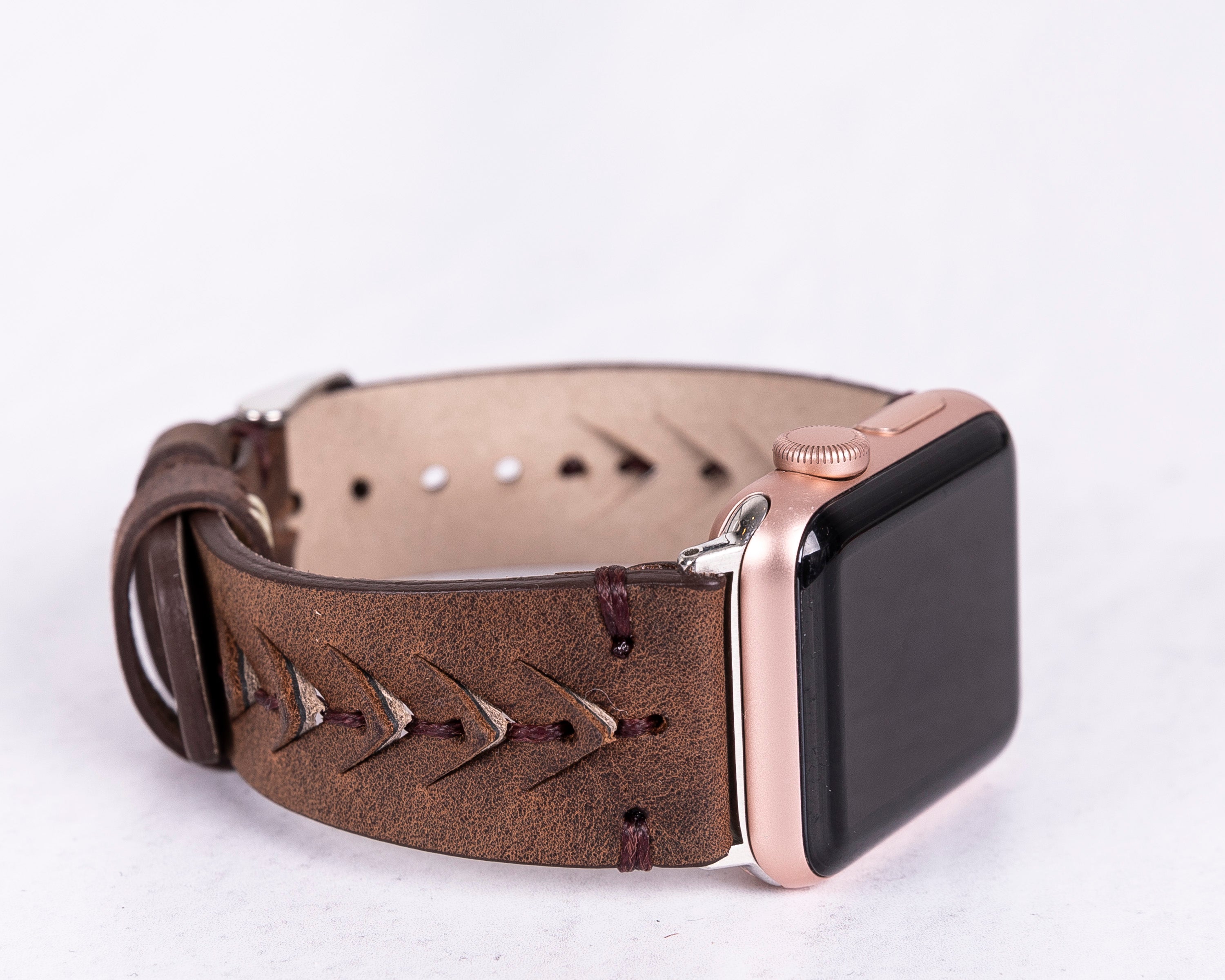 Handmade Dark Brown Classic Vector Leather Band for Apple Watch