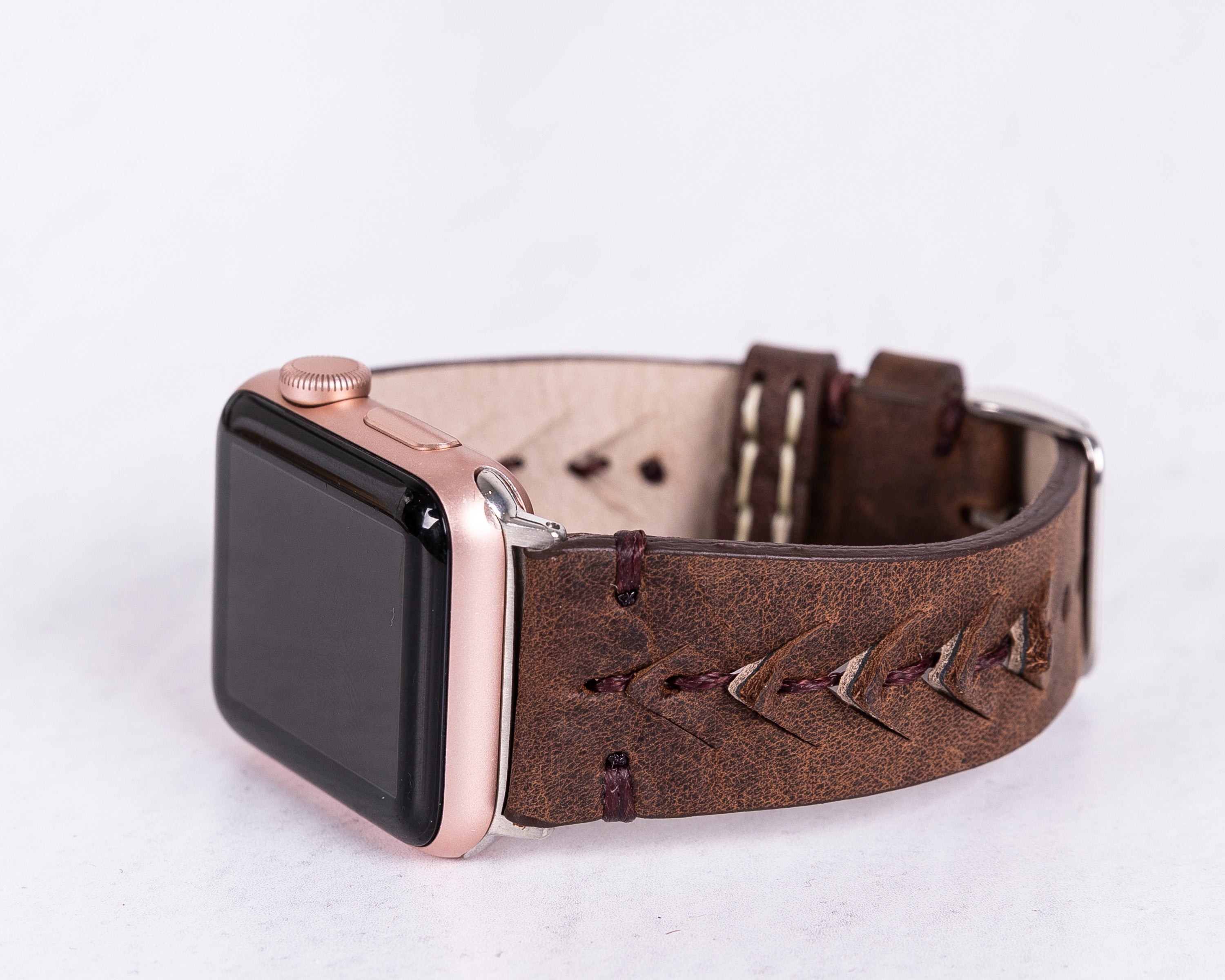Handmade Dark Brown Classic Vector Leather Band for Apple Watch