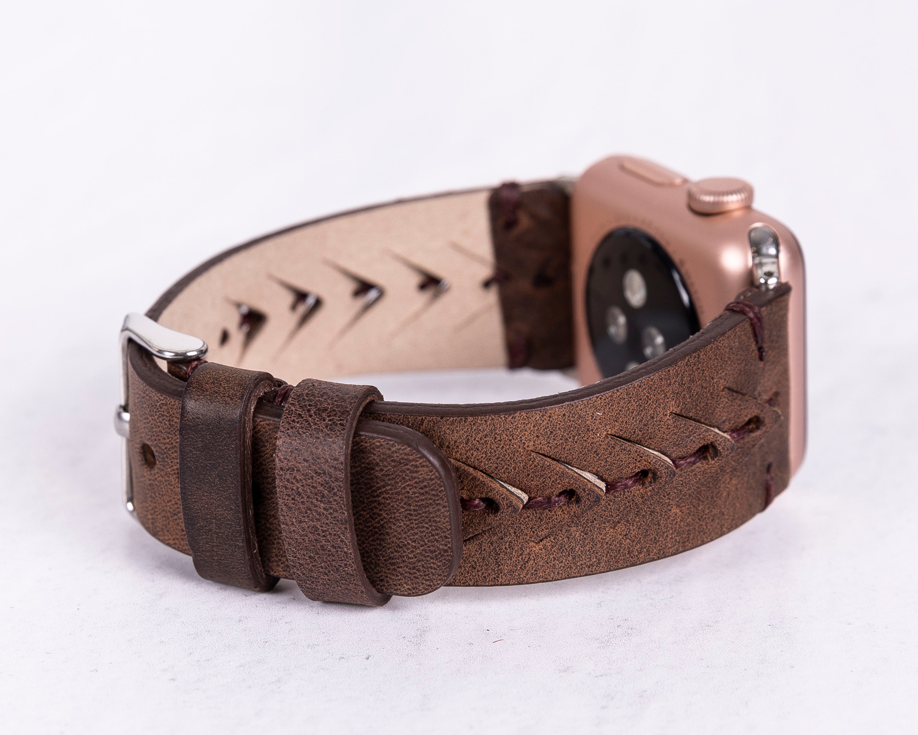 Handmade Dark Brown Classic Vector Leather Band for Apple Watch