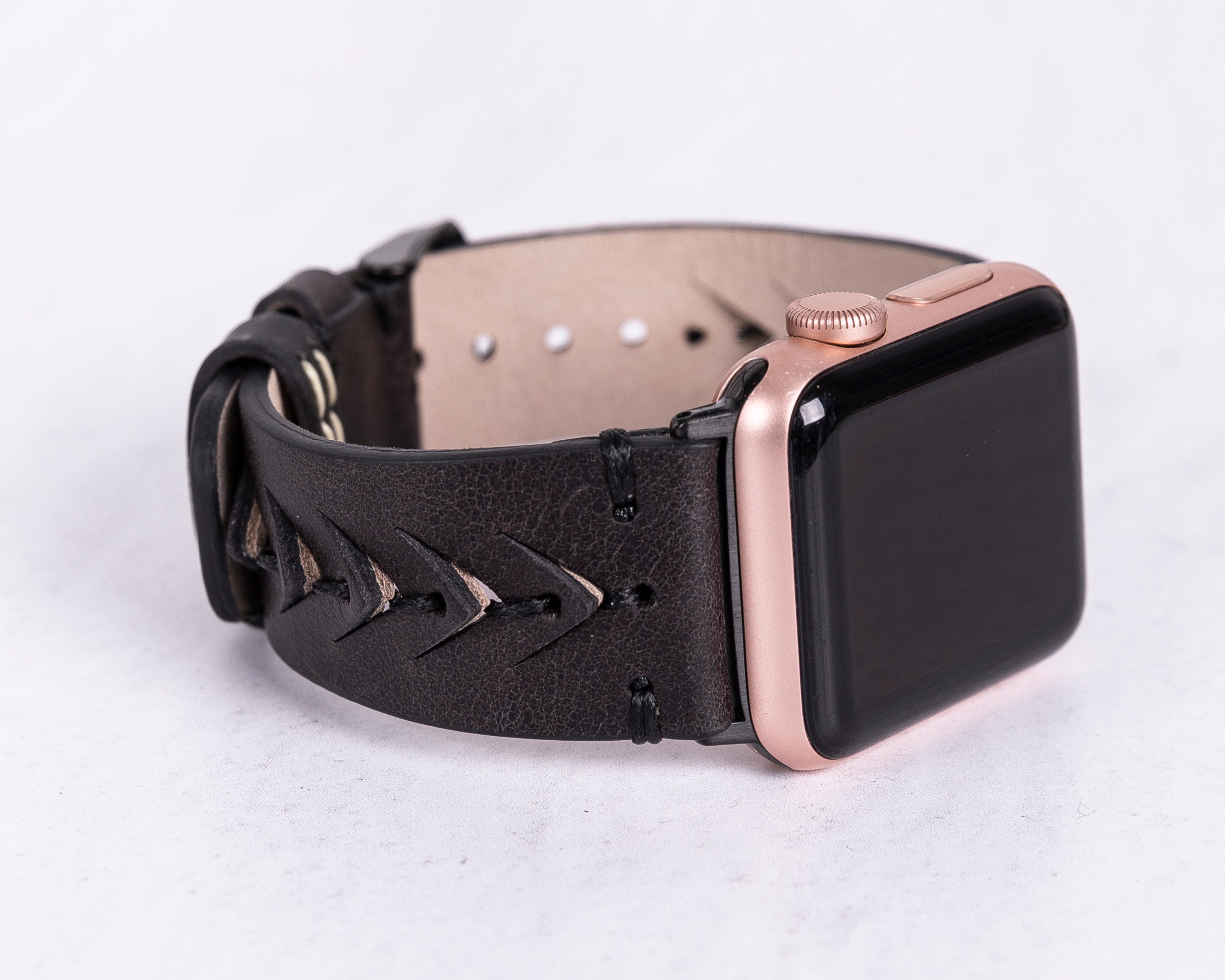 Handmade Black Classic Vector Leather Band for Apple Watch