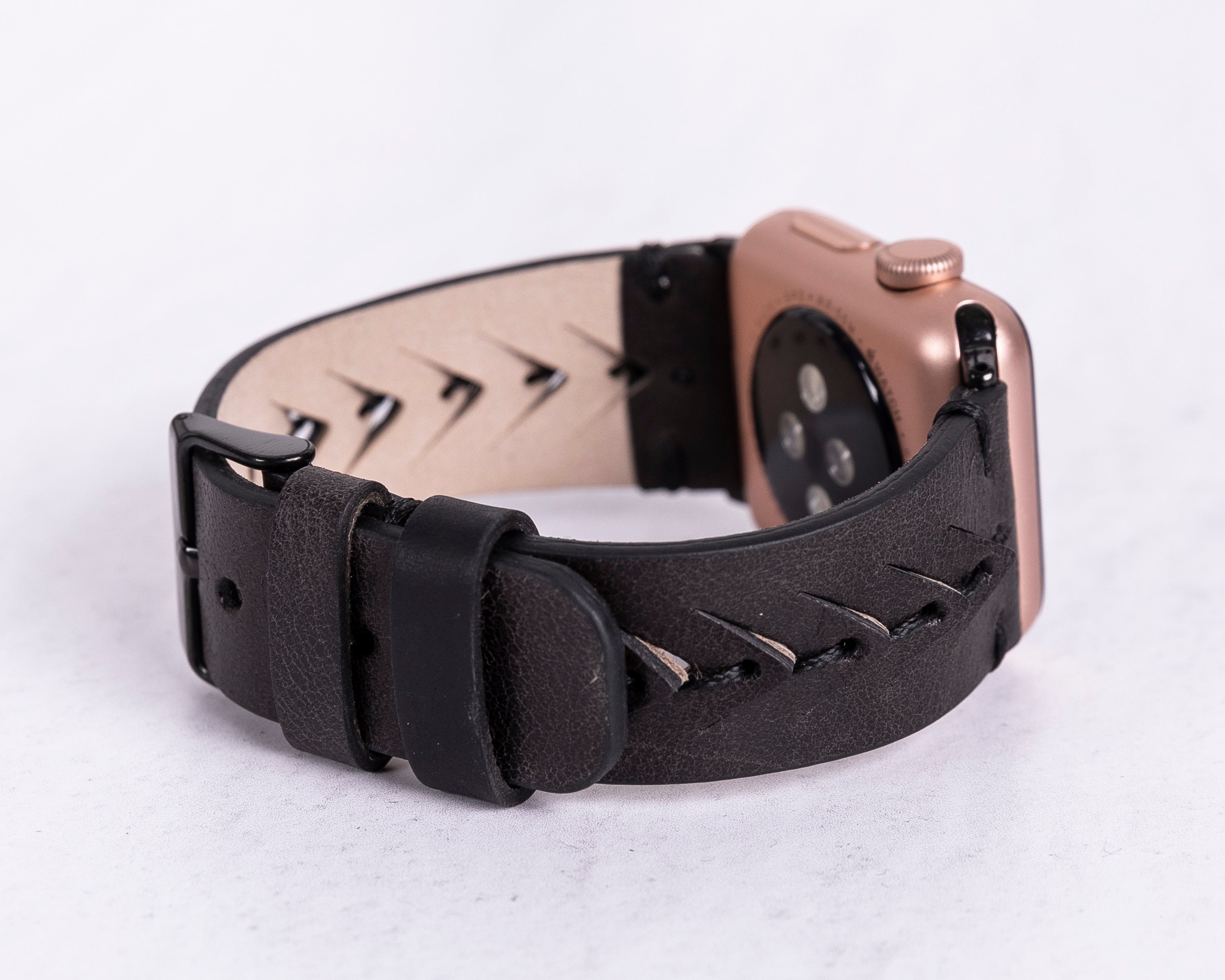 Handmade Black Classic Vector Leather Band for Apple Watch
