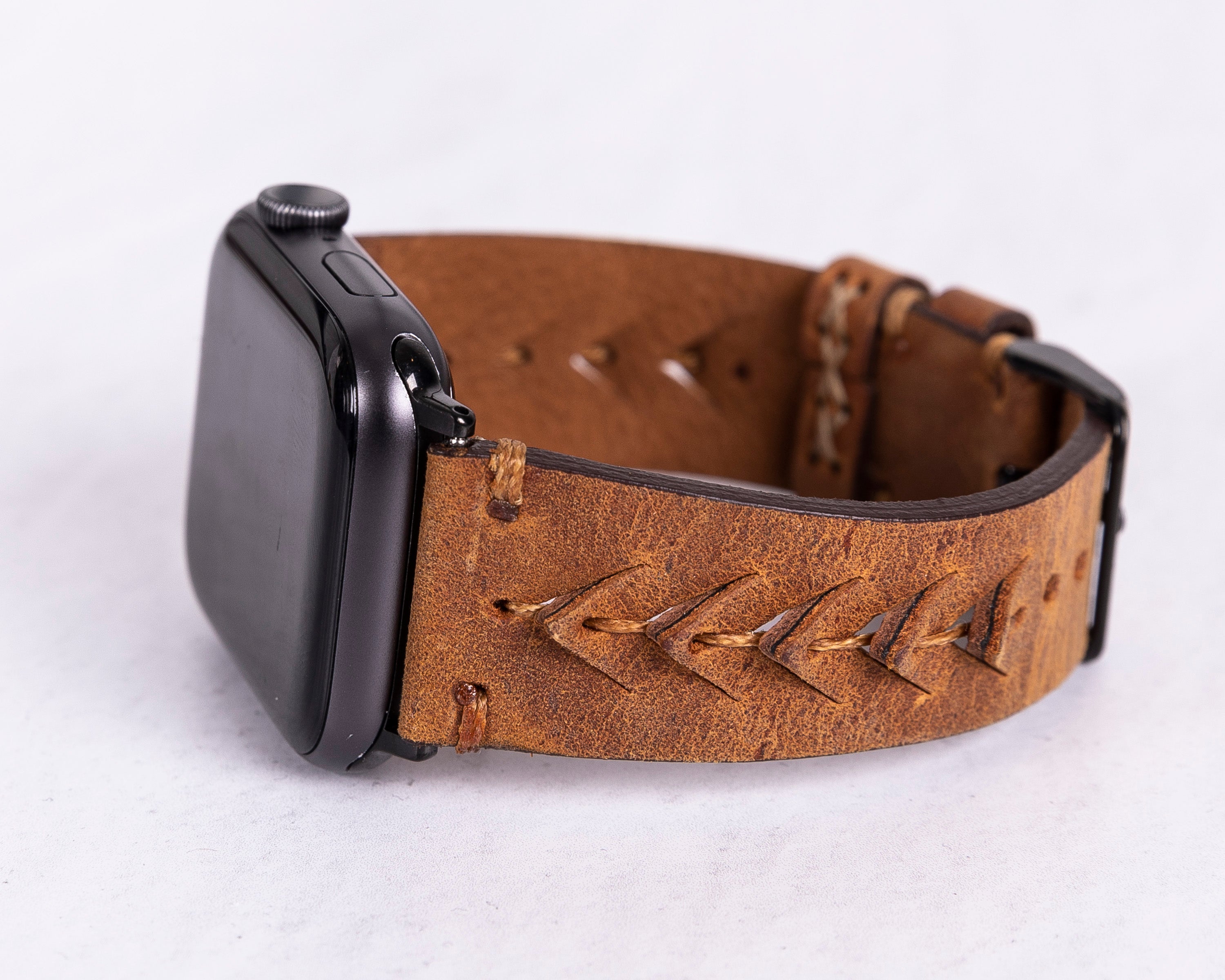Handmade Tan Classic Vector Leather Band for Apple Watch