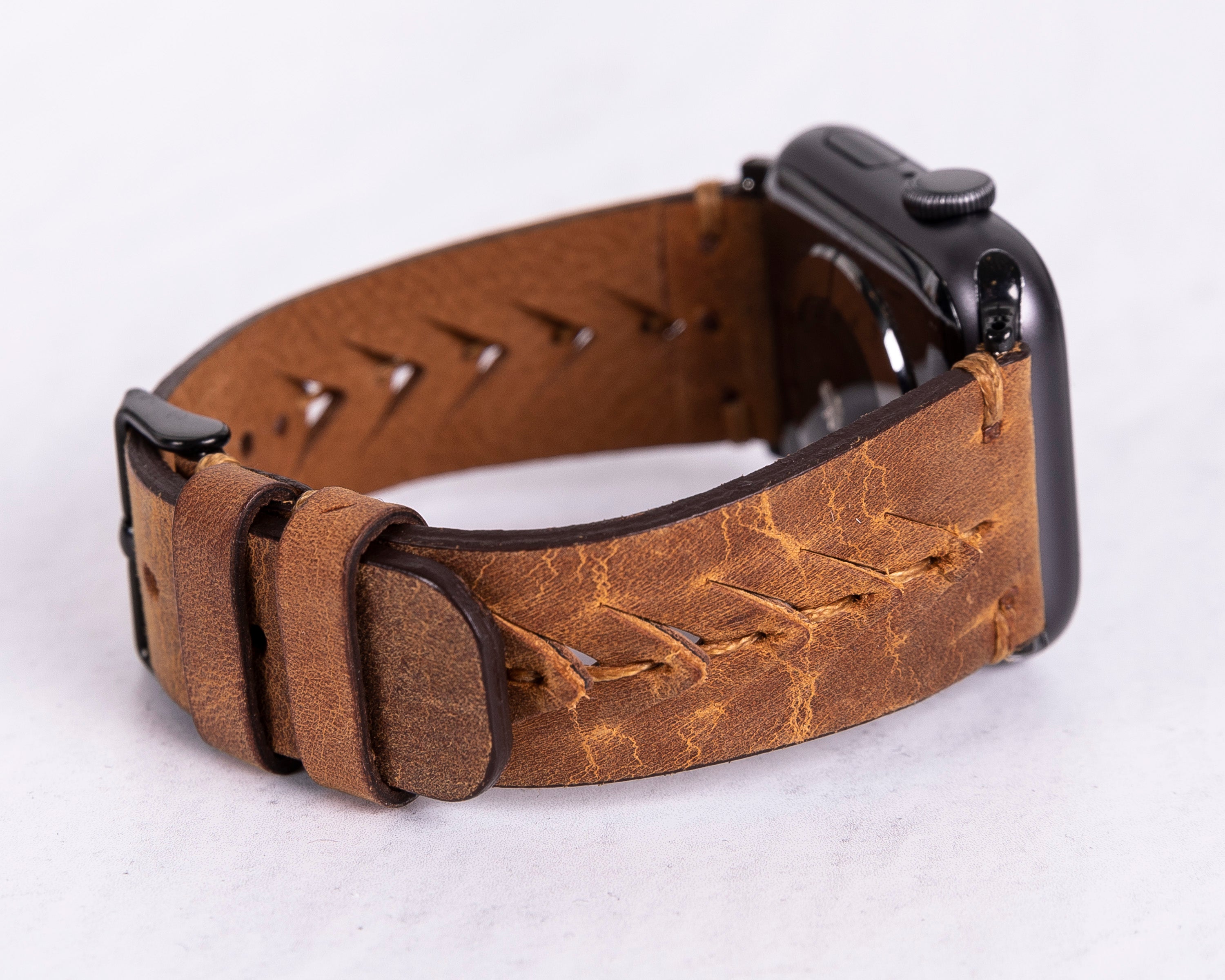 Handmade Tan Classic Vector Leather Band for Apple Watch