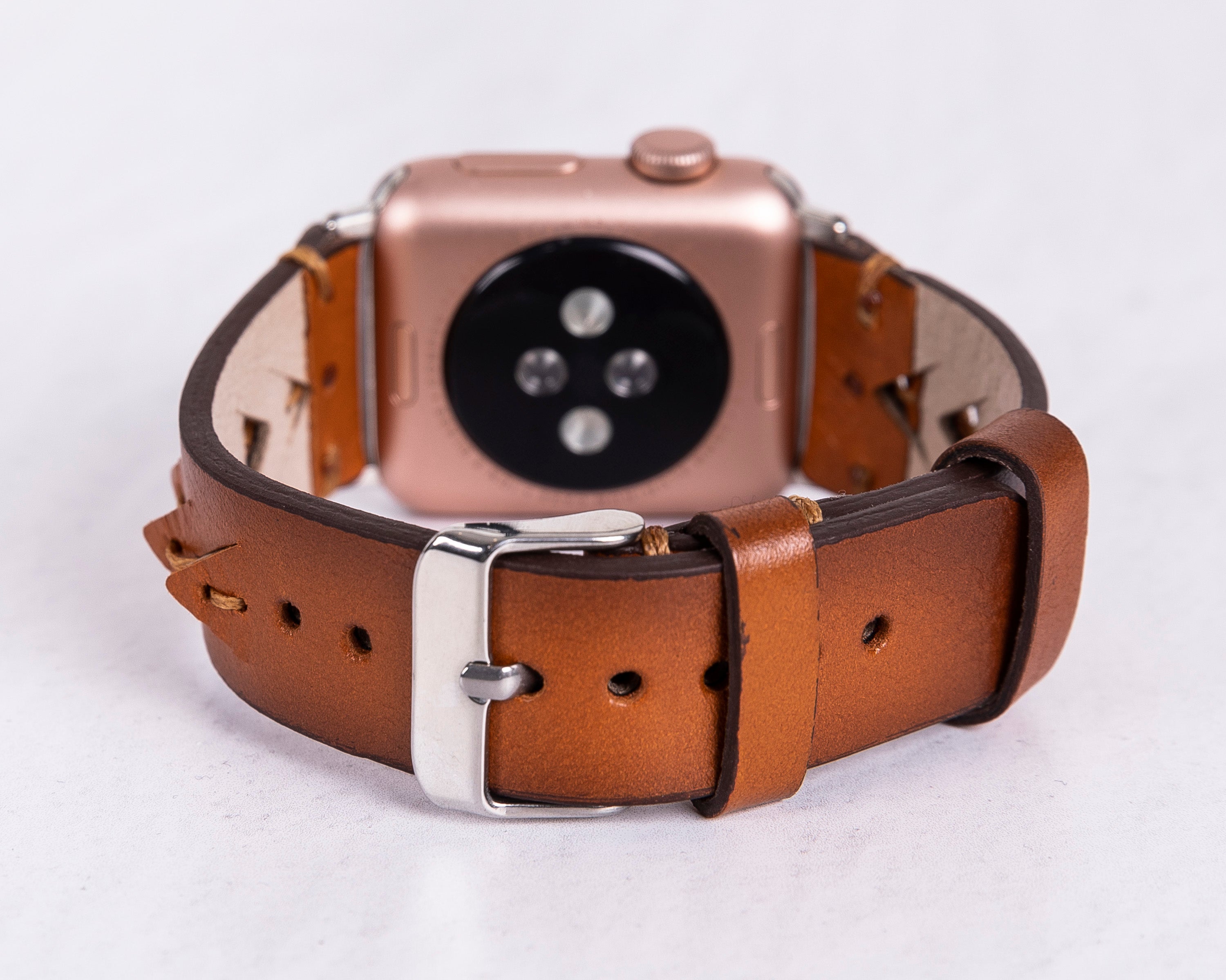 Handmade Burnished Brown Classic Vector Leather Band for Apple Watch