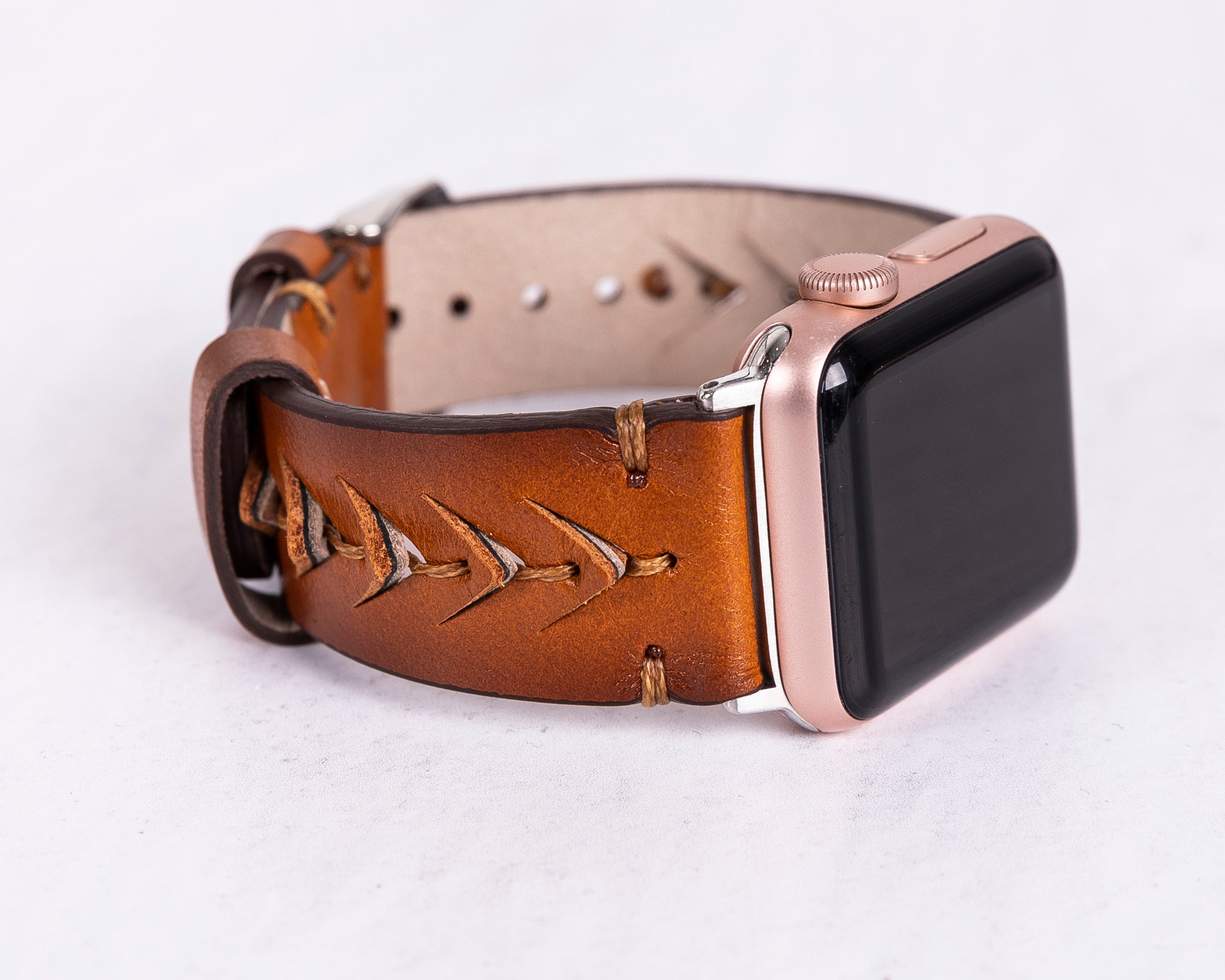 Handmade Burnished Brown Classic Vector Leather Band for Apple Watch