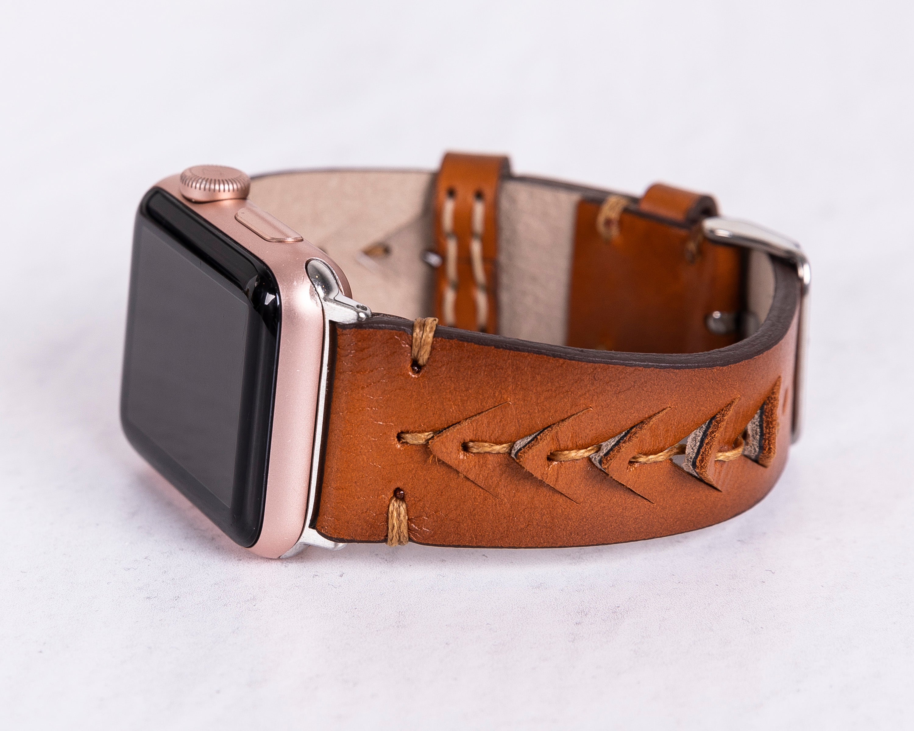 Handmade Burnished Brown Classic Vector Leather Band for Apple Watch
