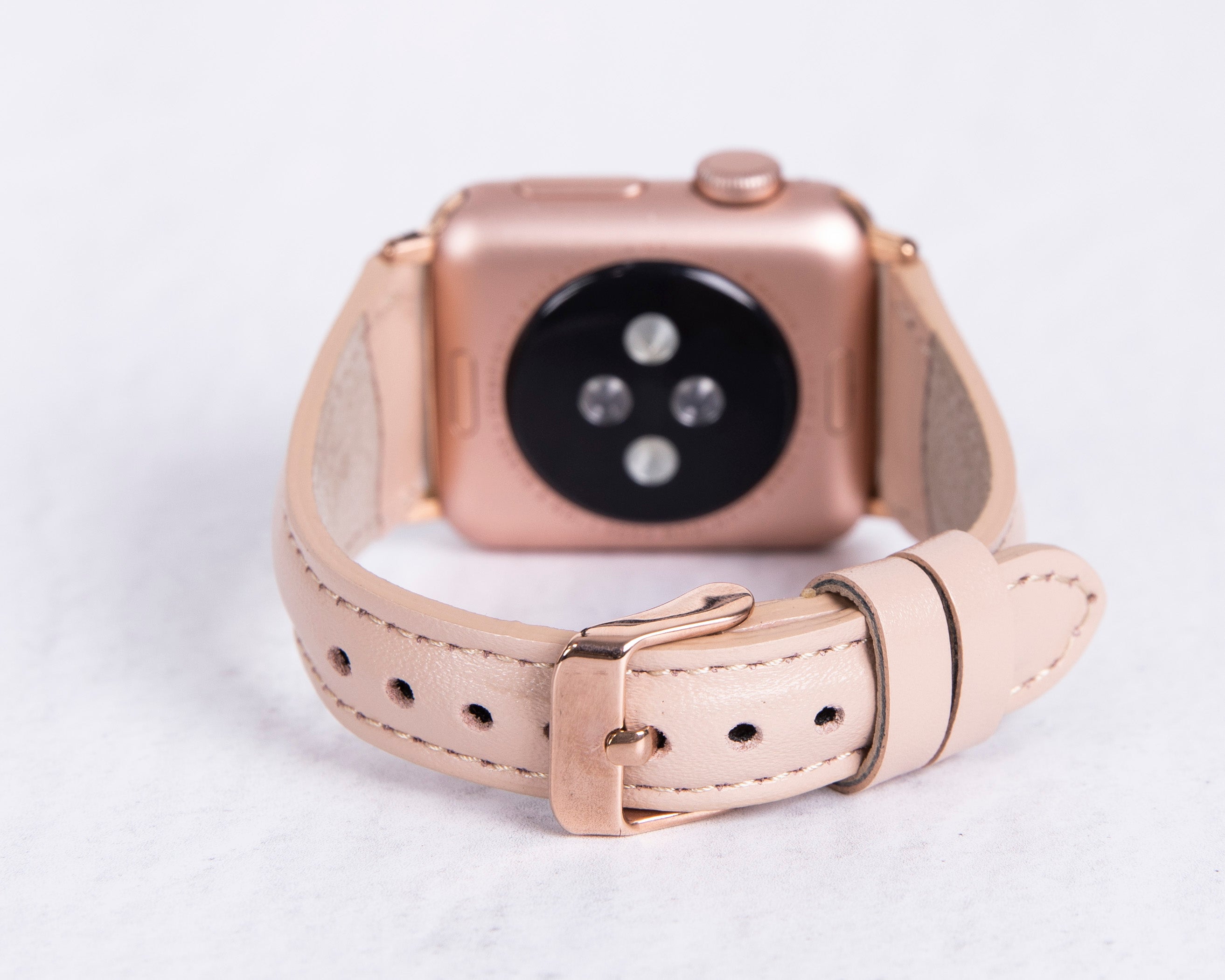 Handmade Nude Pink Slim Natural Leather Band for Apple Watch