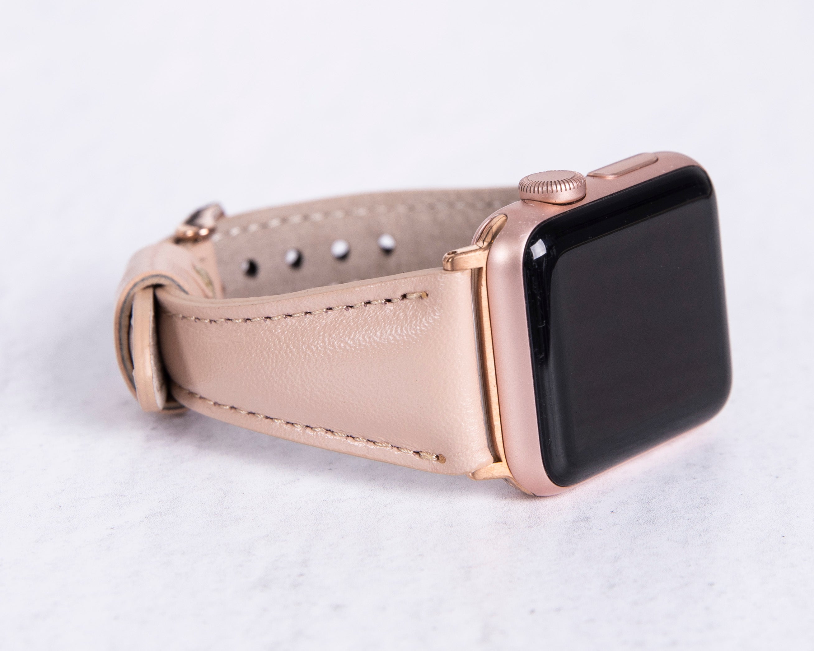 Handmade Nude Pink Slim Natural Leather Band for Apple Watch