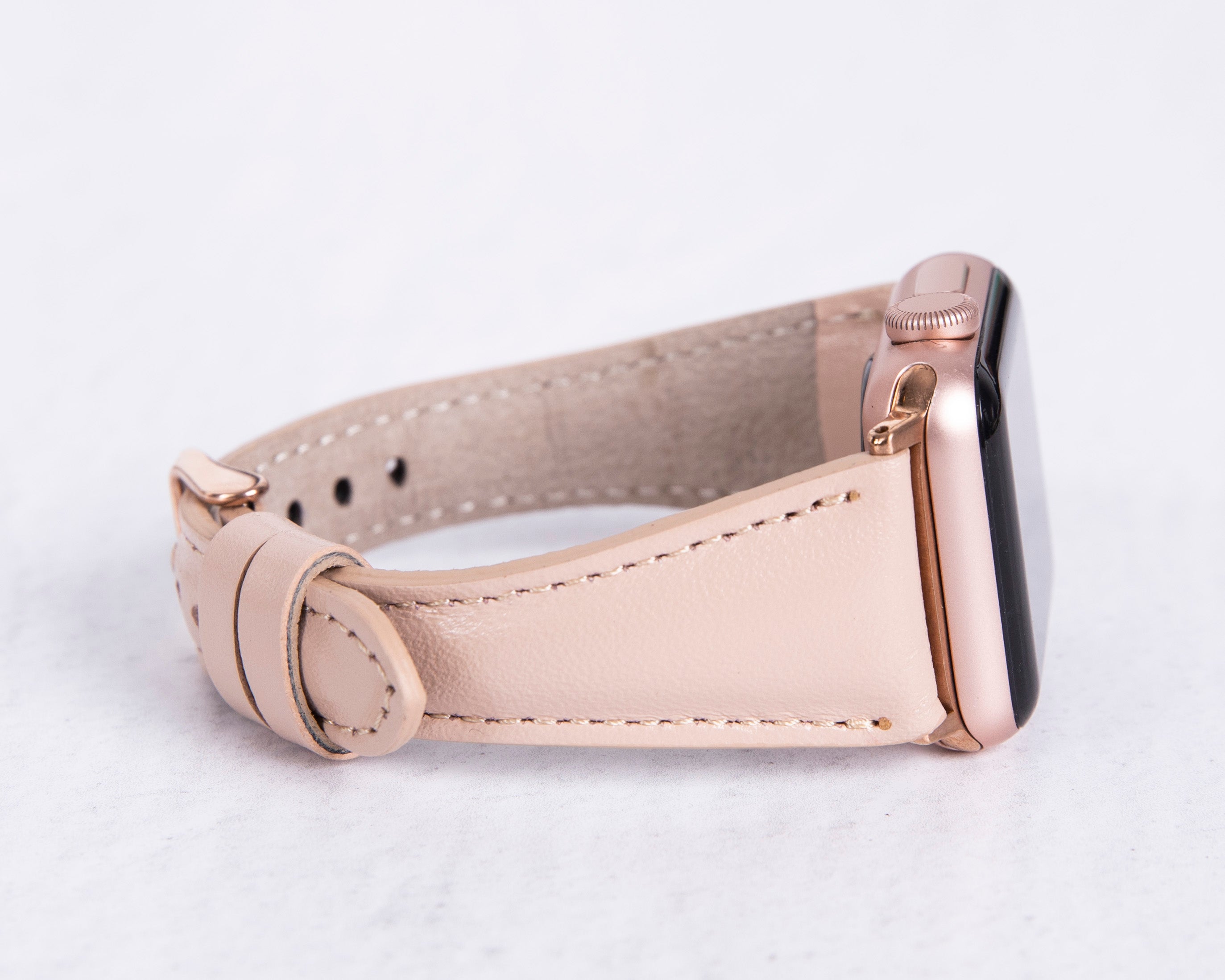 Handmade Nude Pink Slim Natural Leather Band for Apple Watch