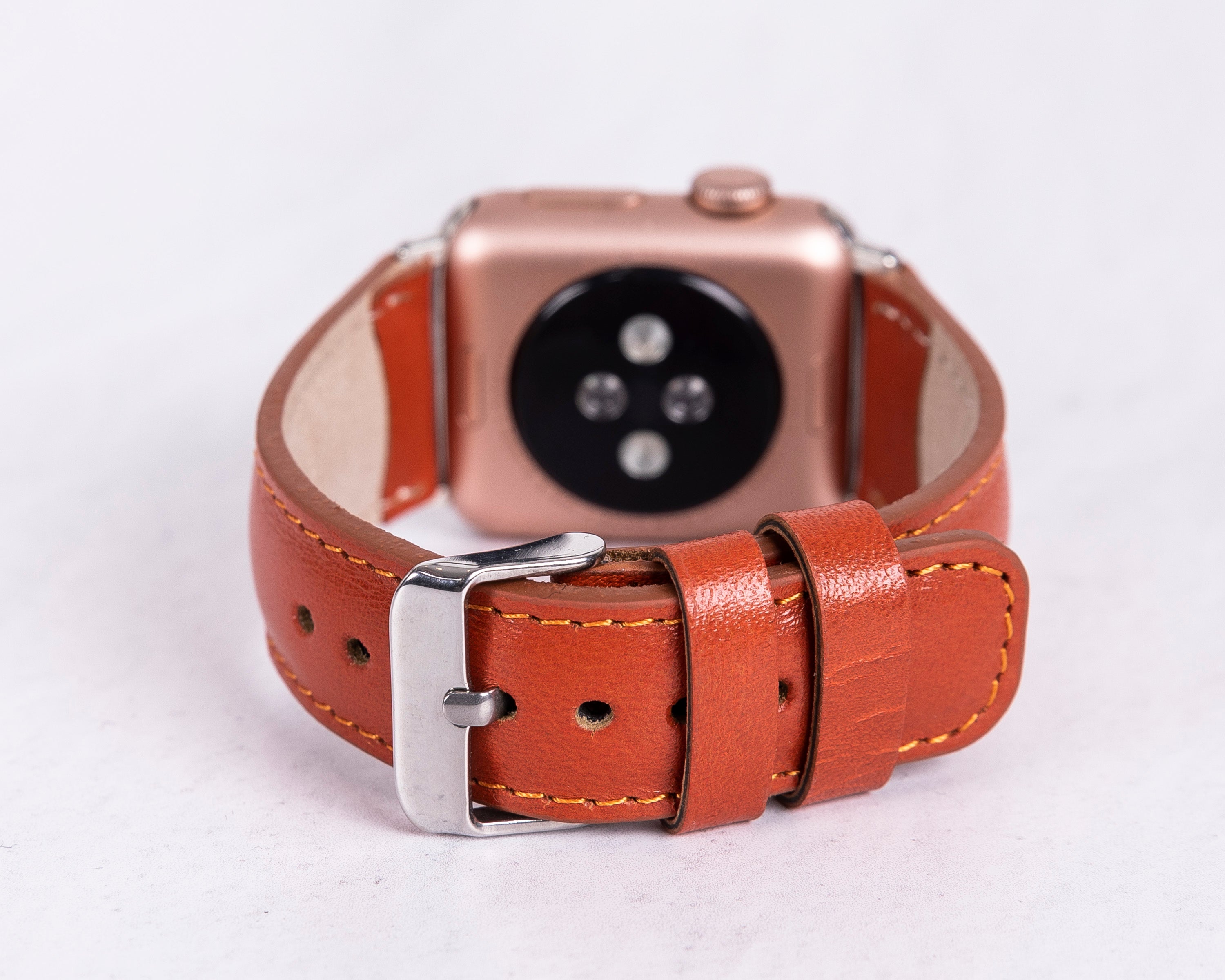 Handmade Orange Classic Natural Leather Band for Apple Watch