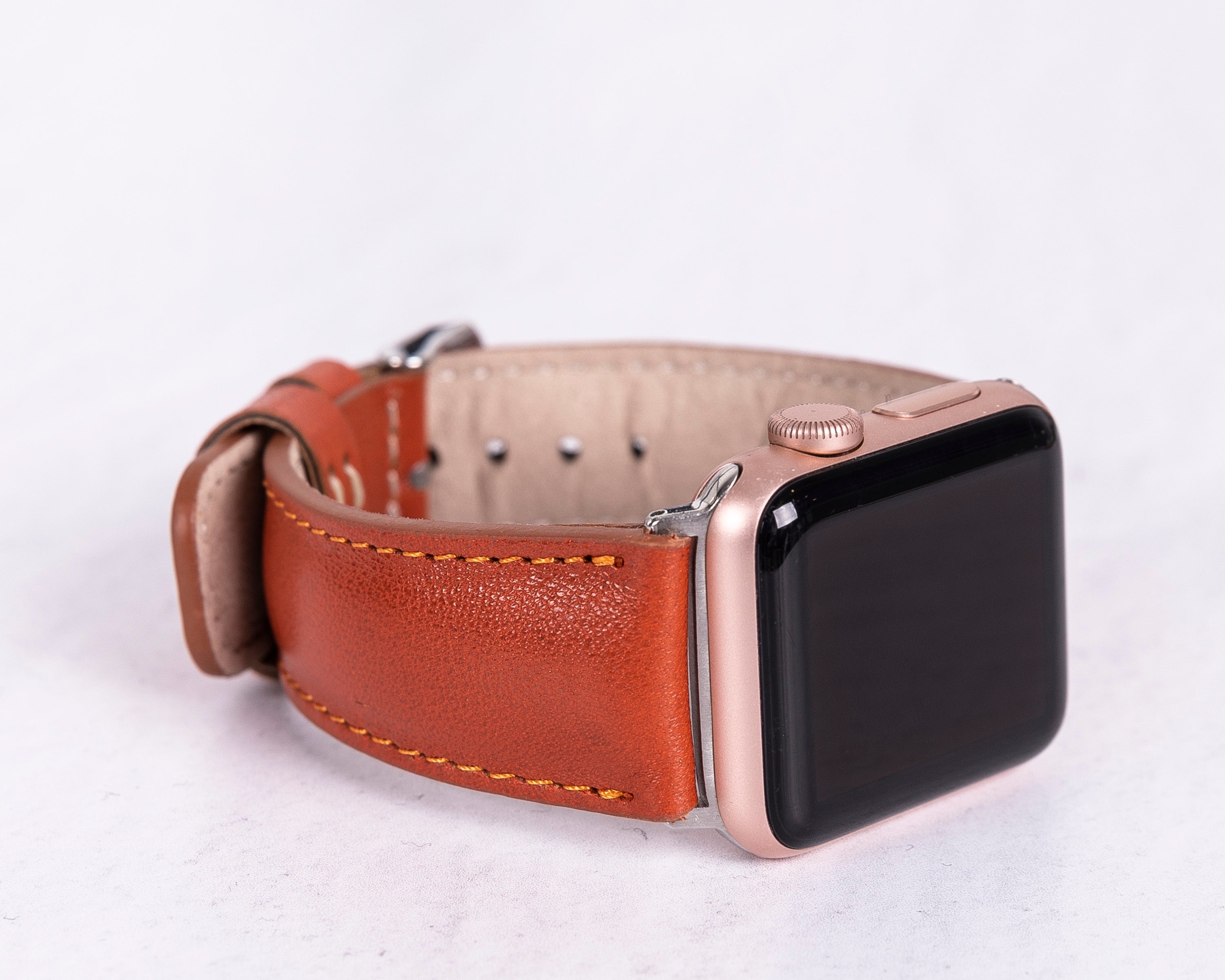 Handmade Orange Classic Natural Leather Band for Apple Watch