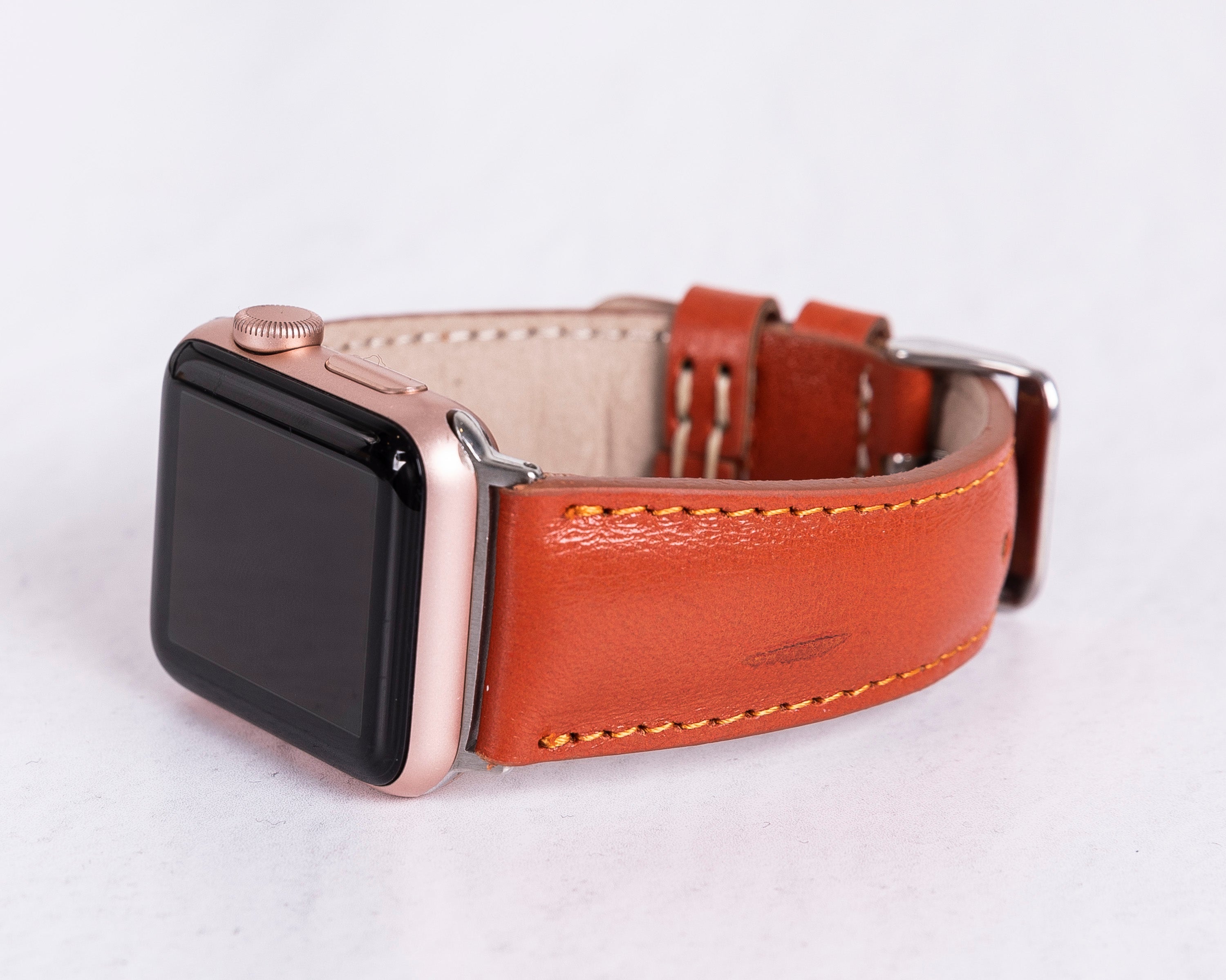 Handmade Orange Classic Natural Leather Band for Apple Watch