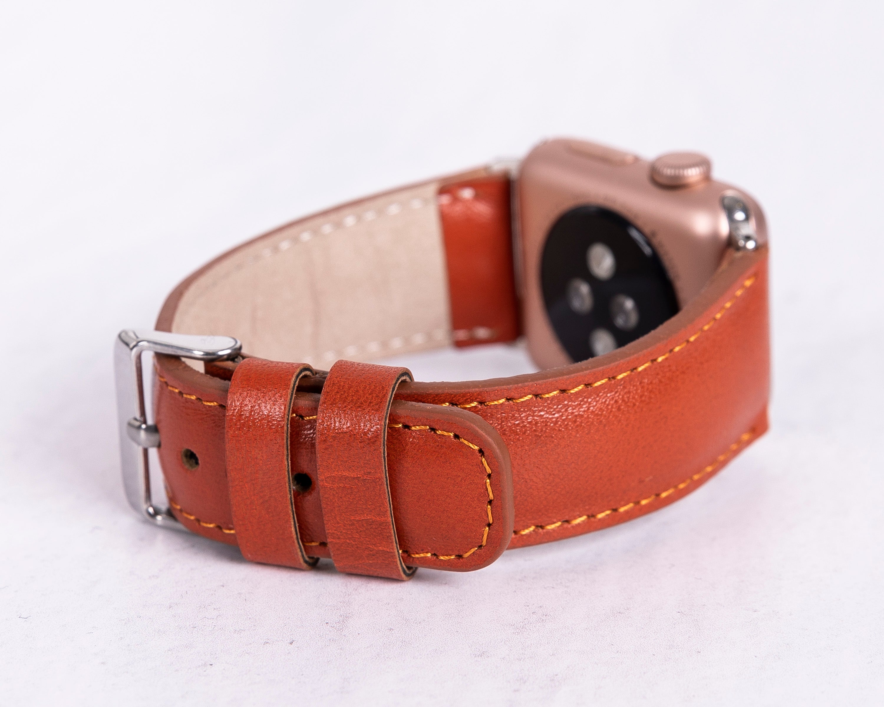 Handmade Orange Classic Natural Leather Band for Apple Watch