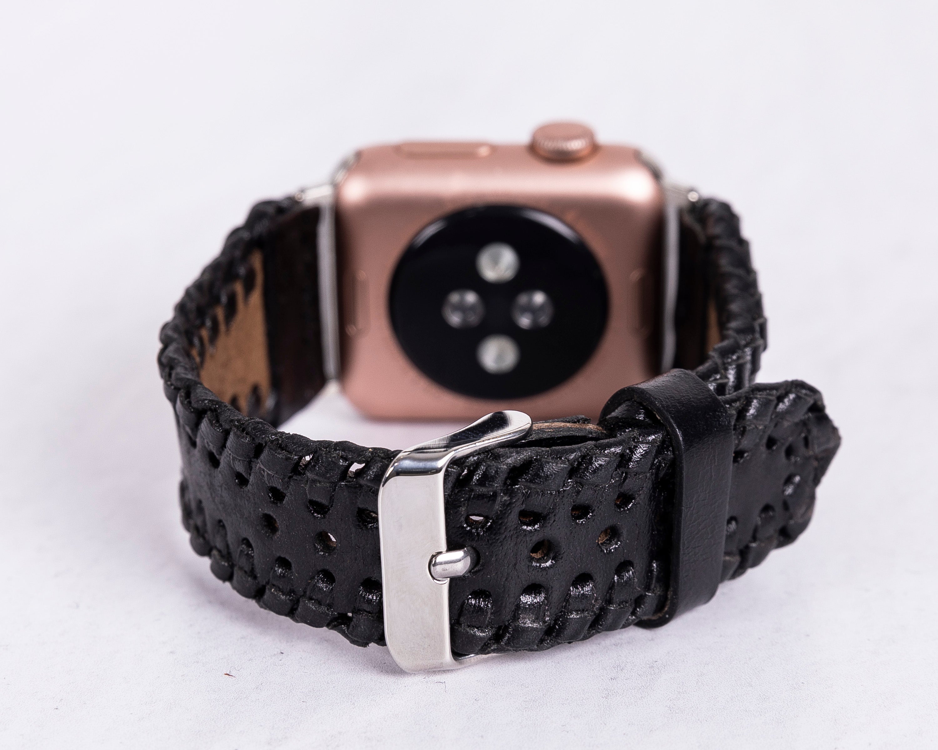 Handmade Black Classic Artisan Leather Band for Apple Watch