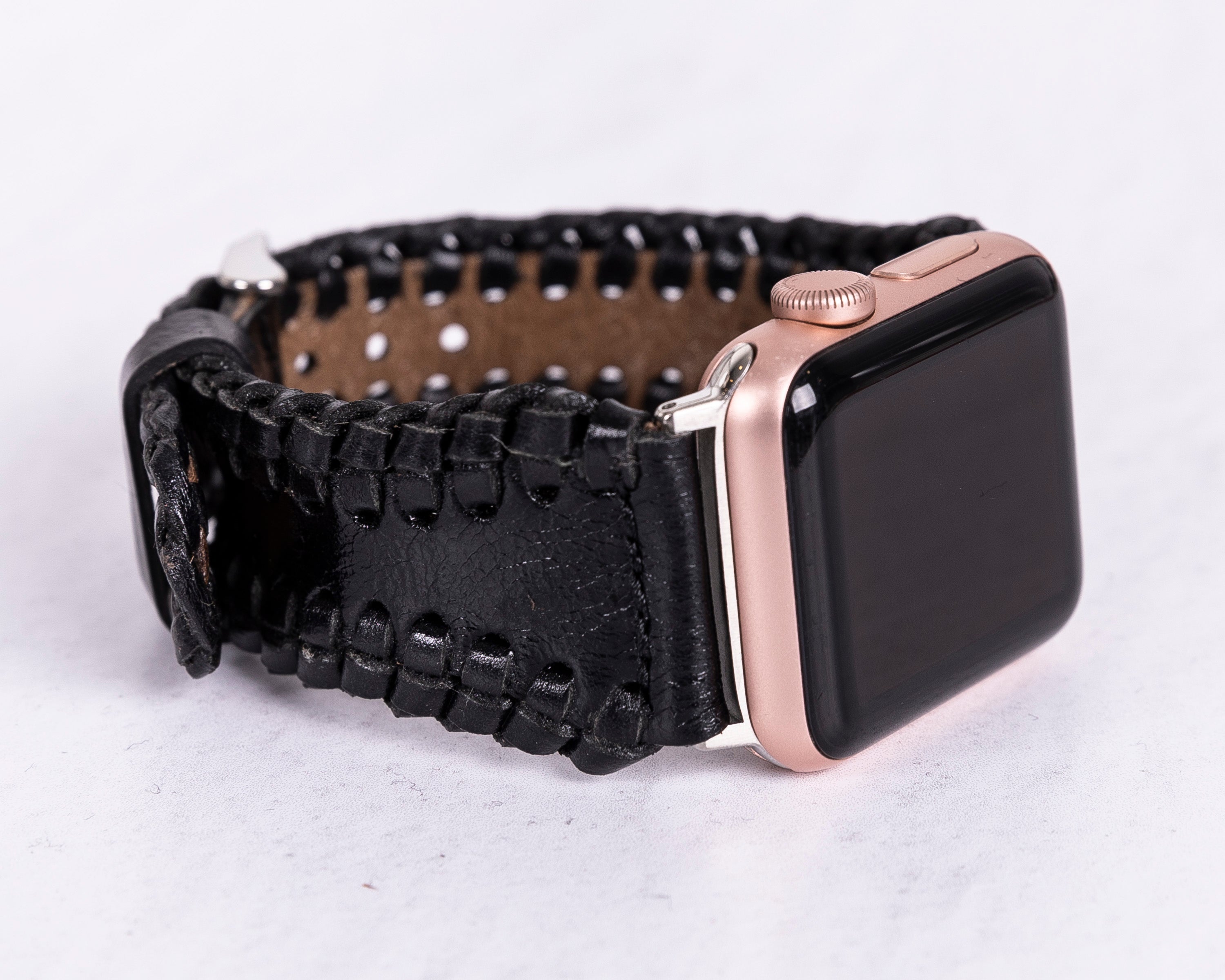 Handmade Black Classic Artisan Leather Band for Apple Watch