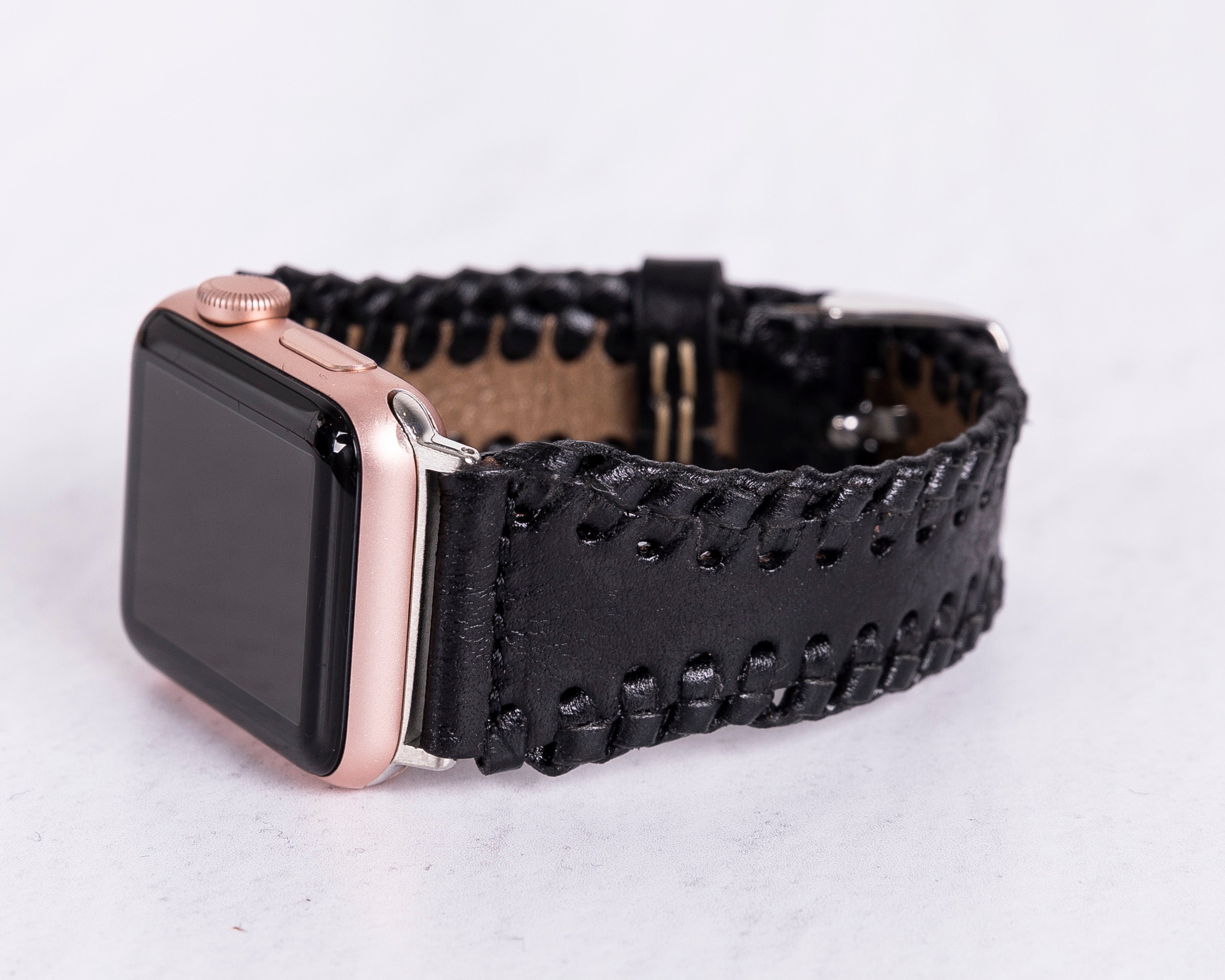 Handmade Black Classic Artisan Leather Band for Apple Watch