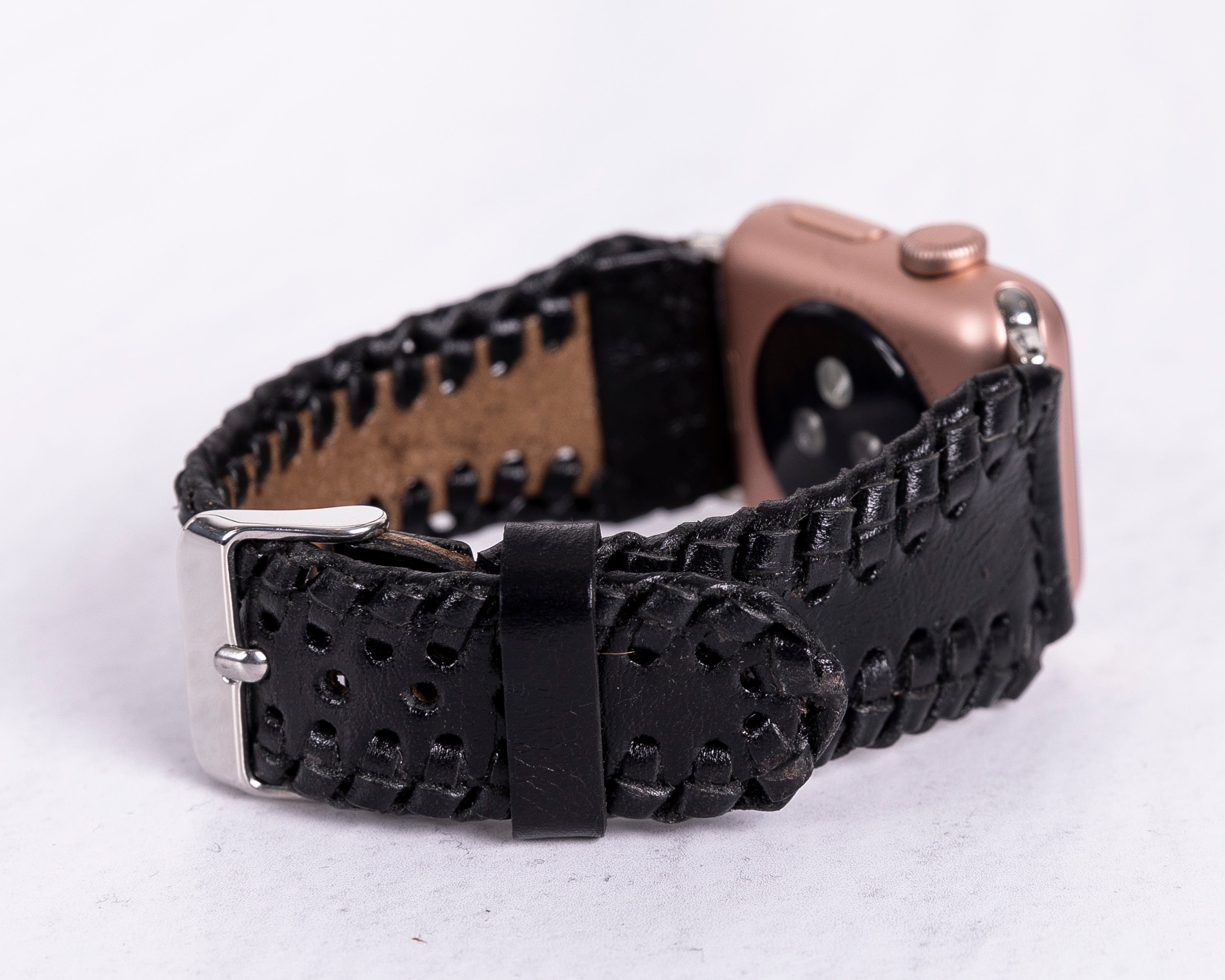 Handmade Black Classic Artisan Leather Band for Apple Watch