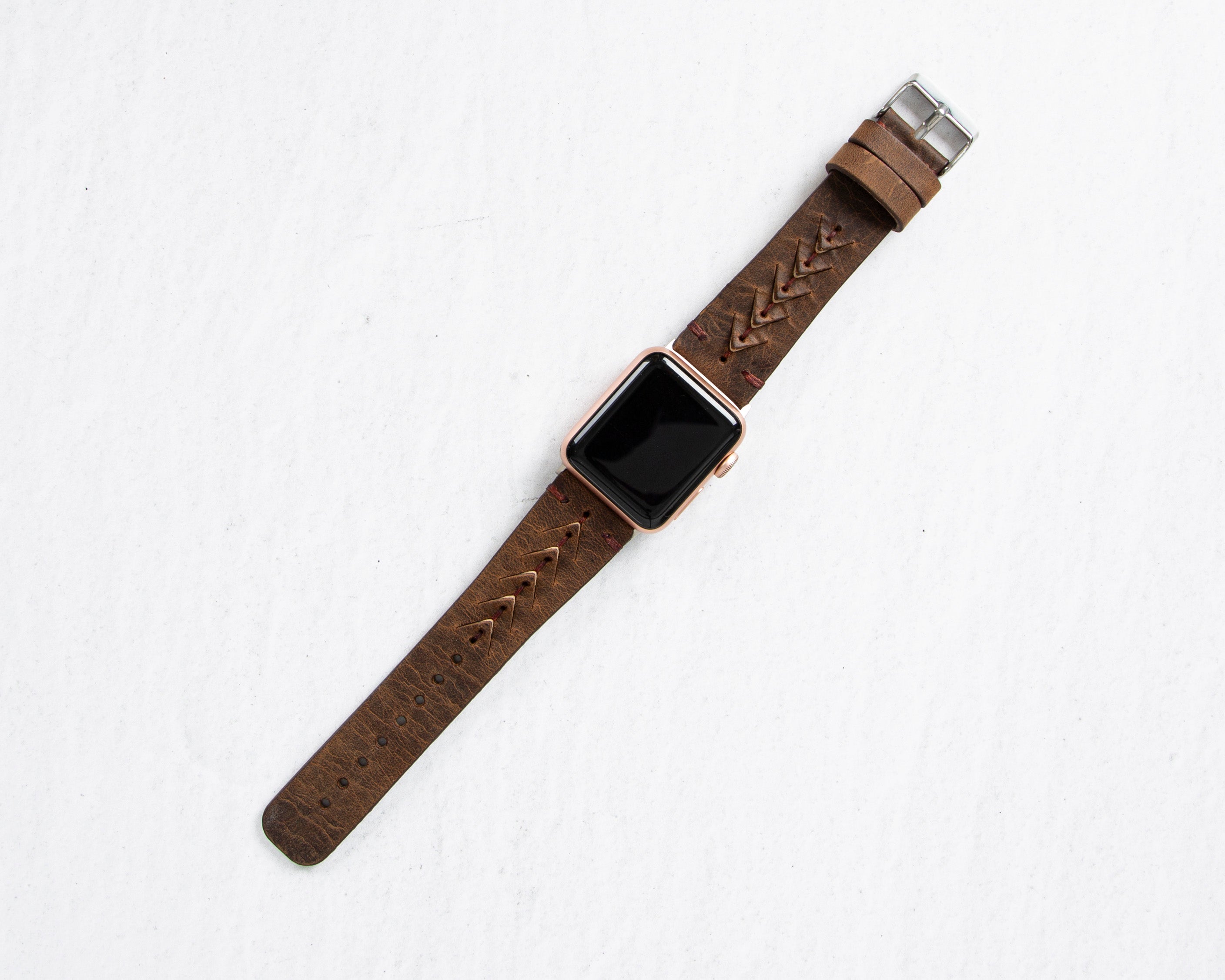 Handmade Dark Brown Classic Vector Leather Band for Apple Watch