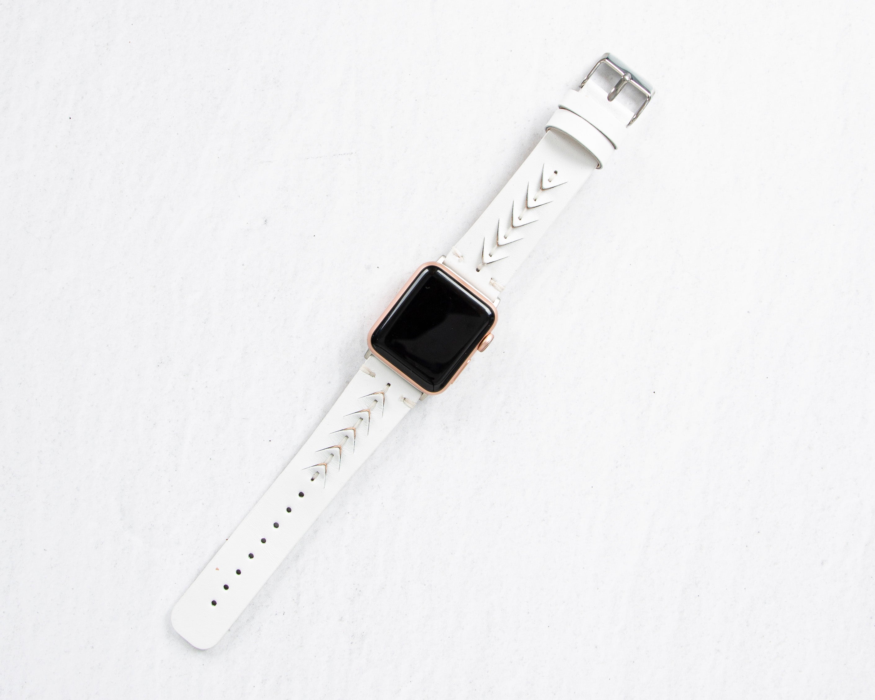 Handmade White Classic Vector Leather Band for Apple Watch