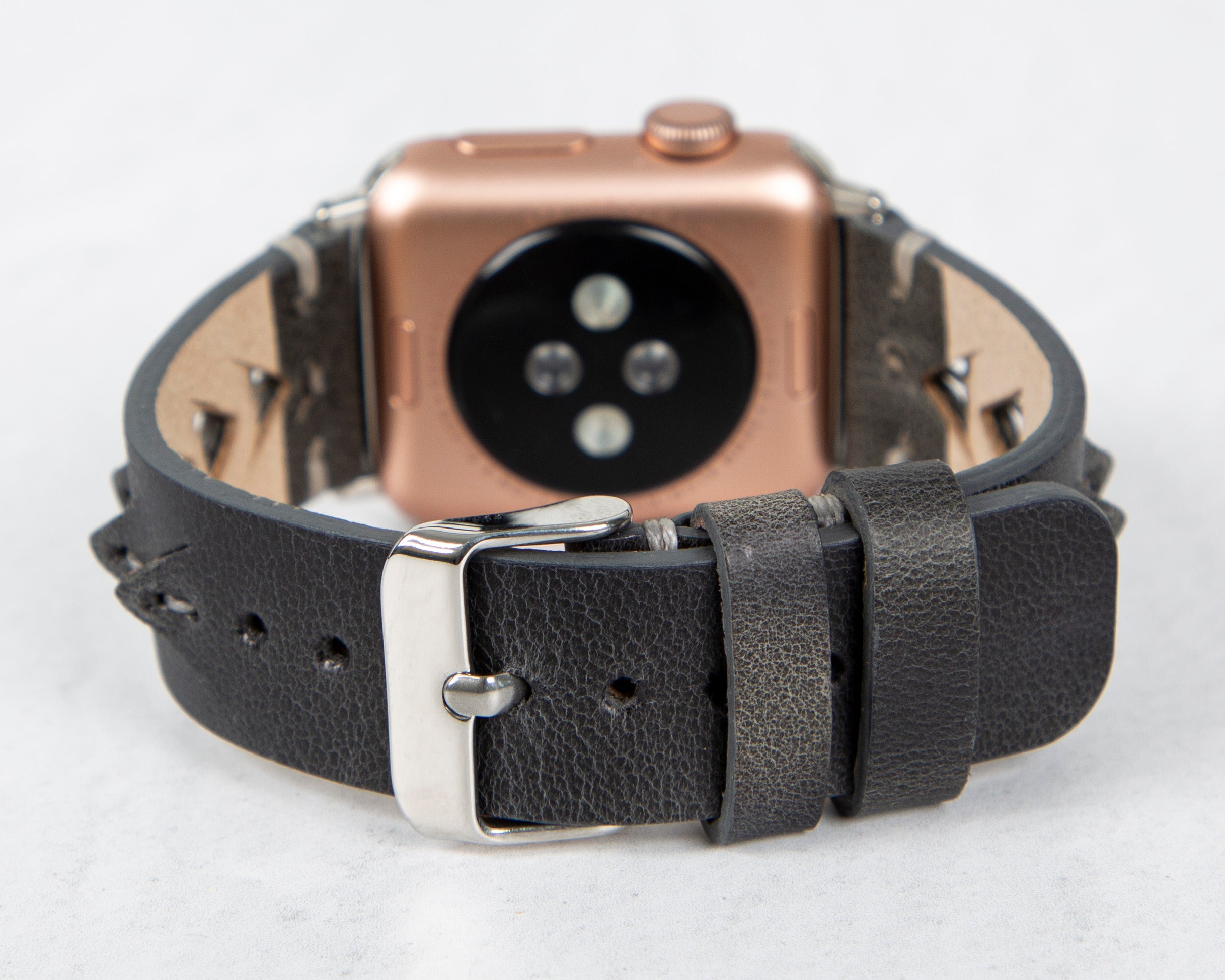 Handmade Burnished Gray Classic Vector Leather Band for Apple Watch