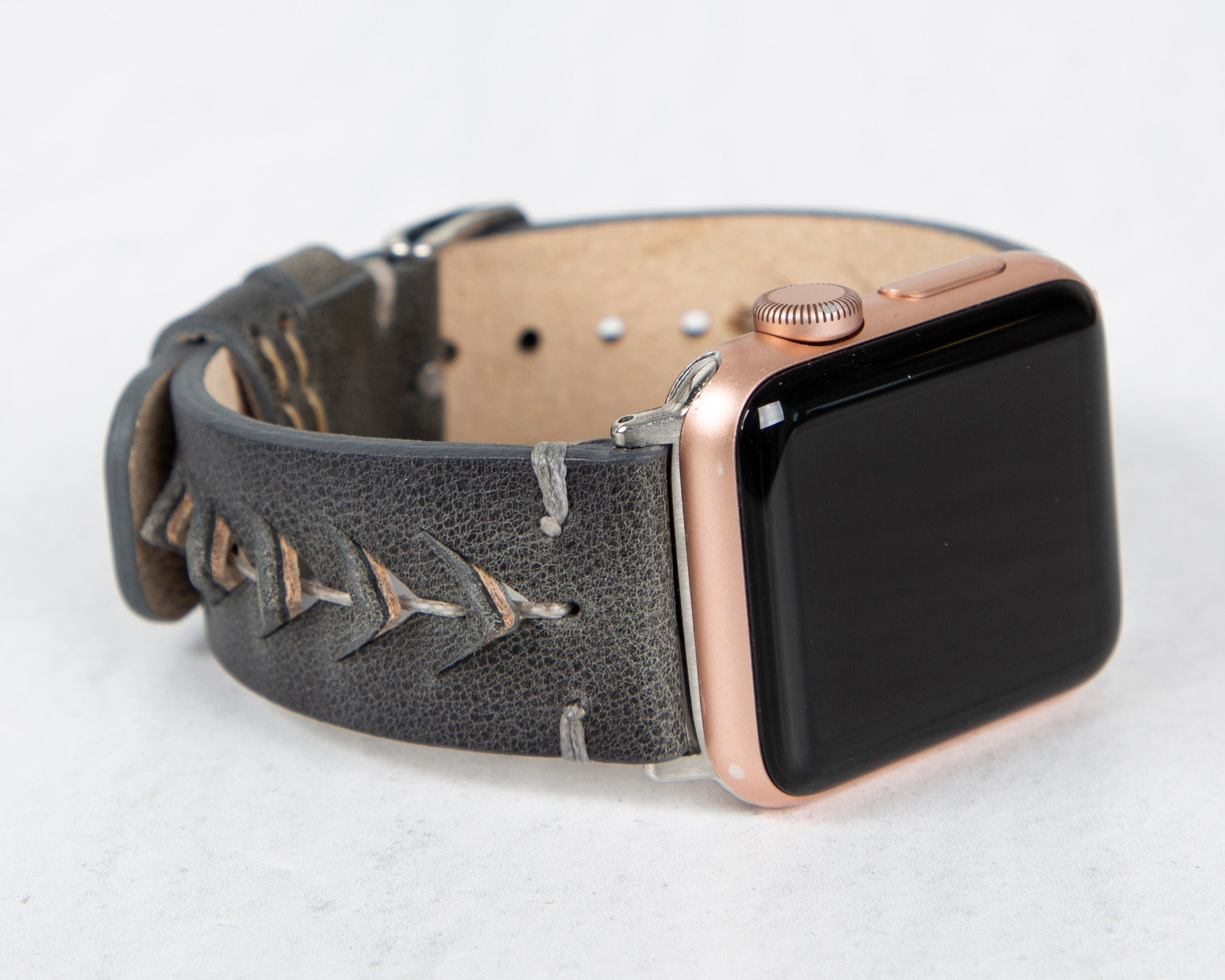 Handmade Burnished Gray Classic Vector Leather Band for Apple Watch