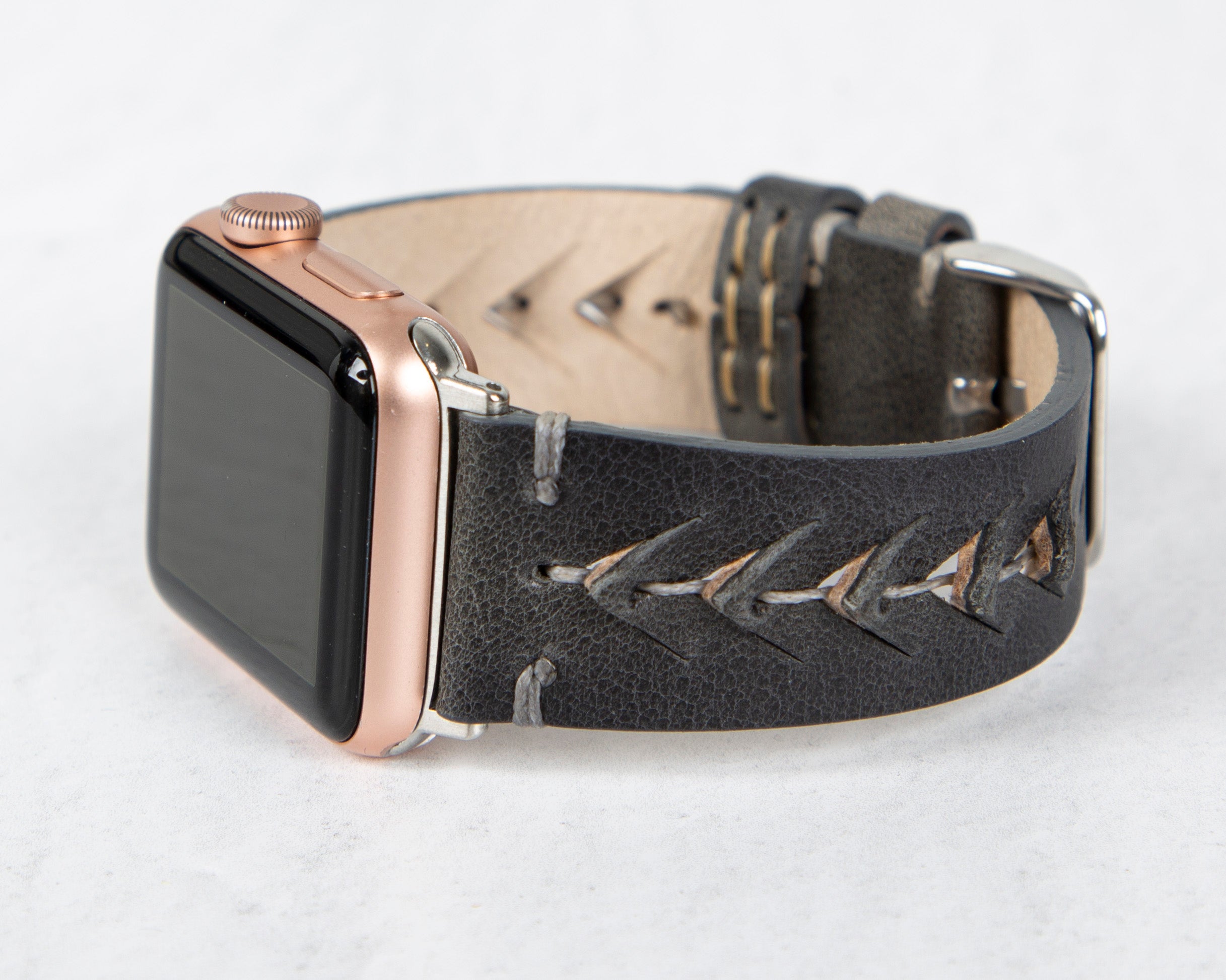 Handmade Burnished Gray Classic Vector Leather Band for Apple Watch