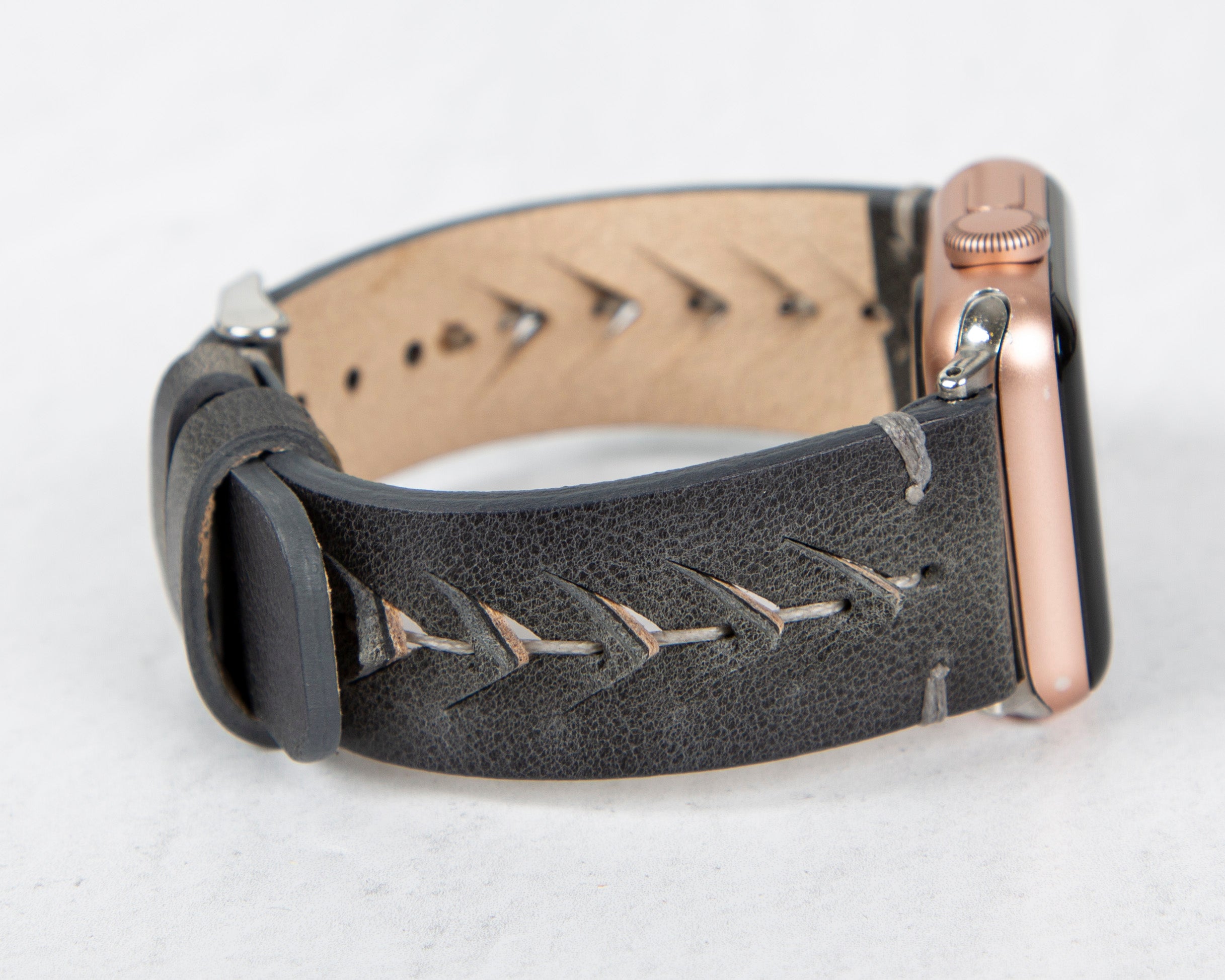 Handmade Burnished Gray Classic Vector Leather Band for Apple Watch