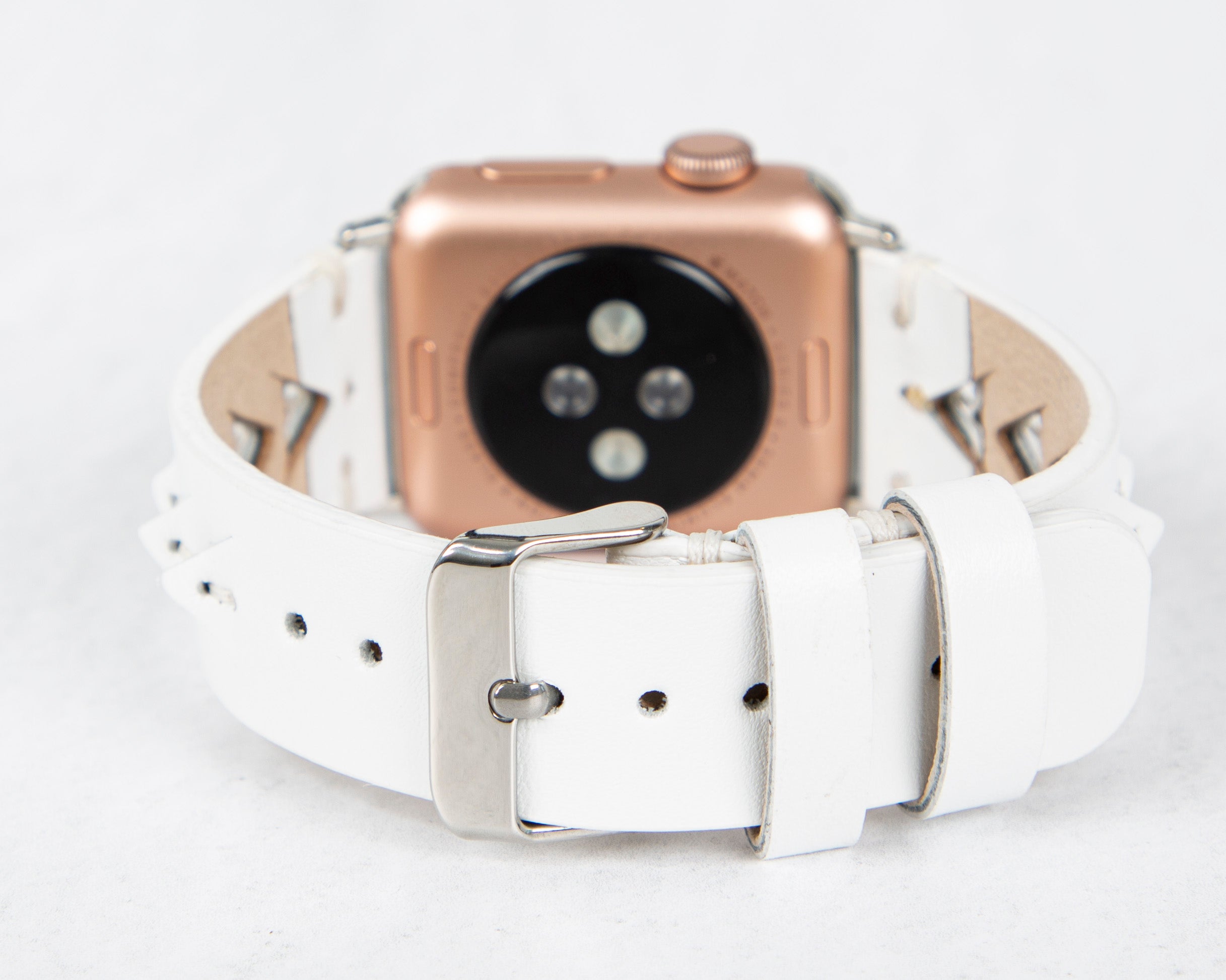 Handmade White Classic Vector Leather Band for Apple Watch