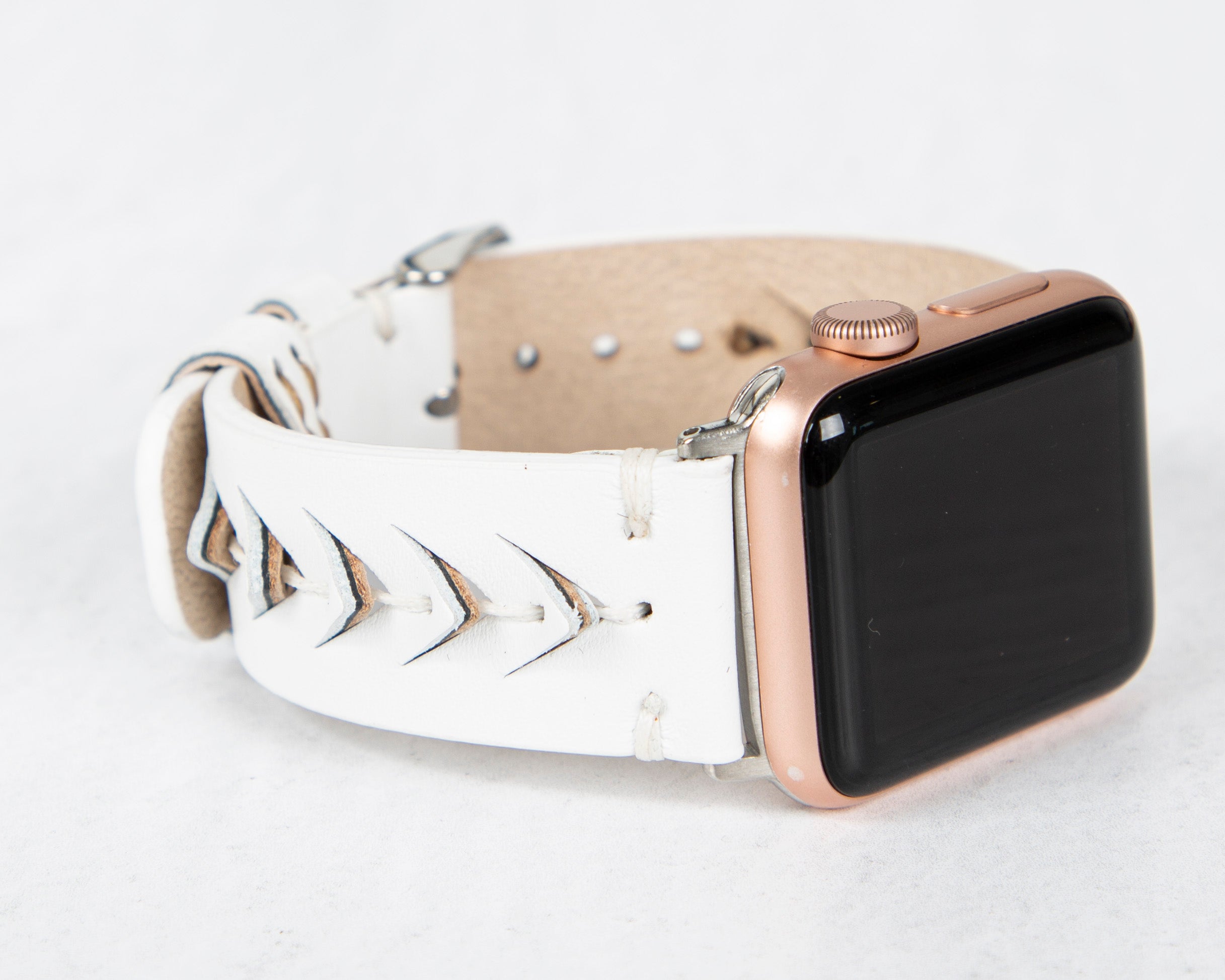 Handmade White Classic Vector Leather Band for Apple Watch