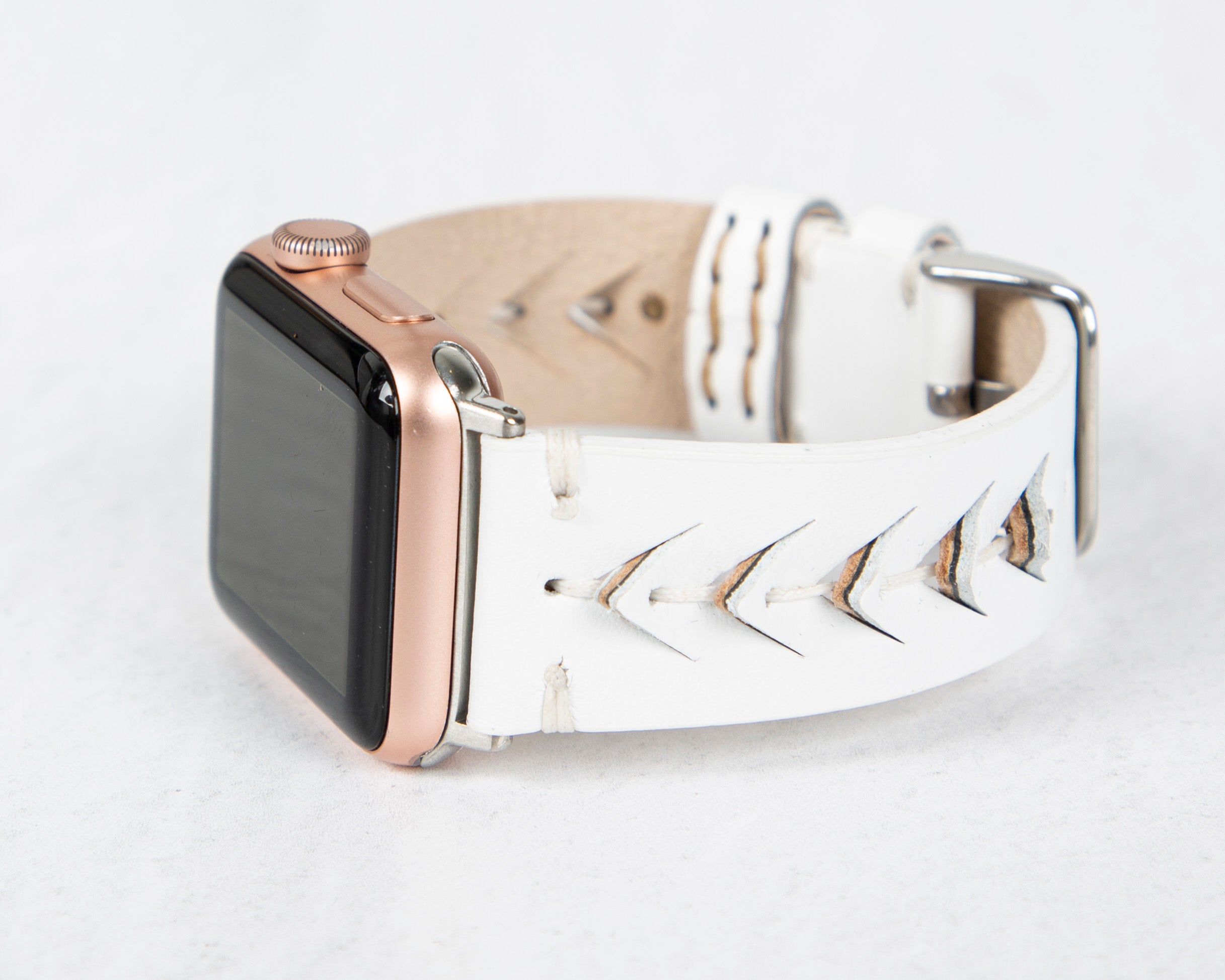 Handmade White Classic Vector Leather Band for Apple Watch