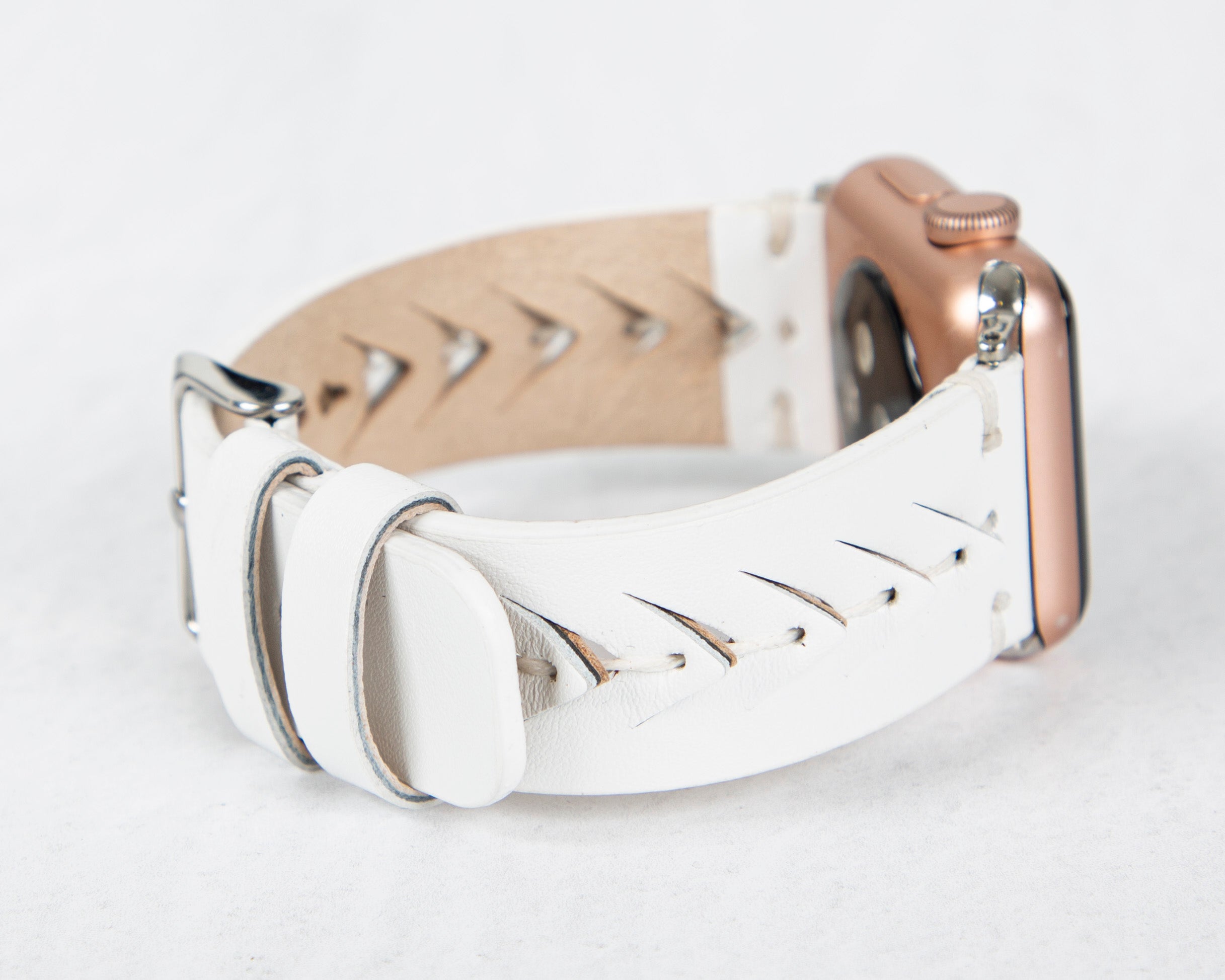 Handmade White Classic Vector Leather Band for Apple Watch