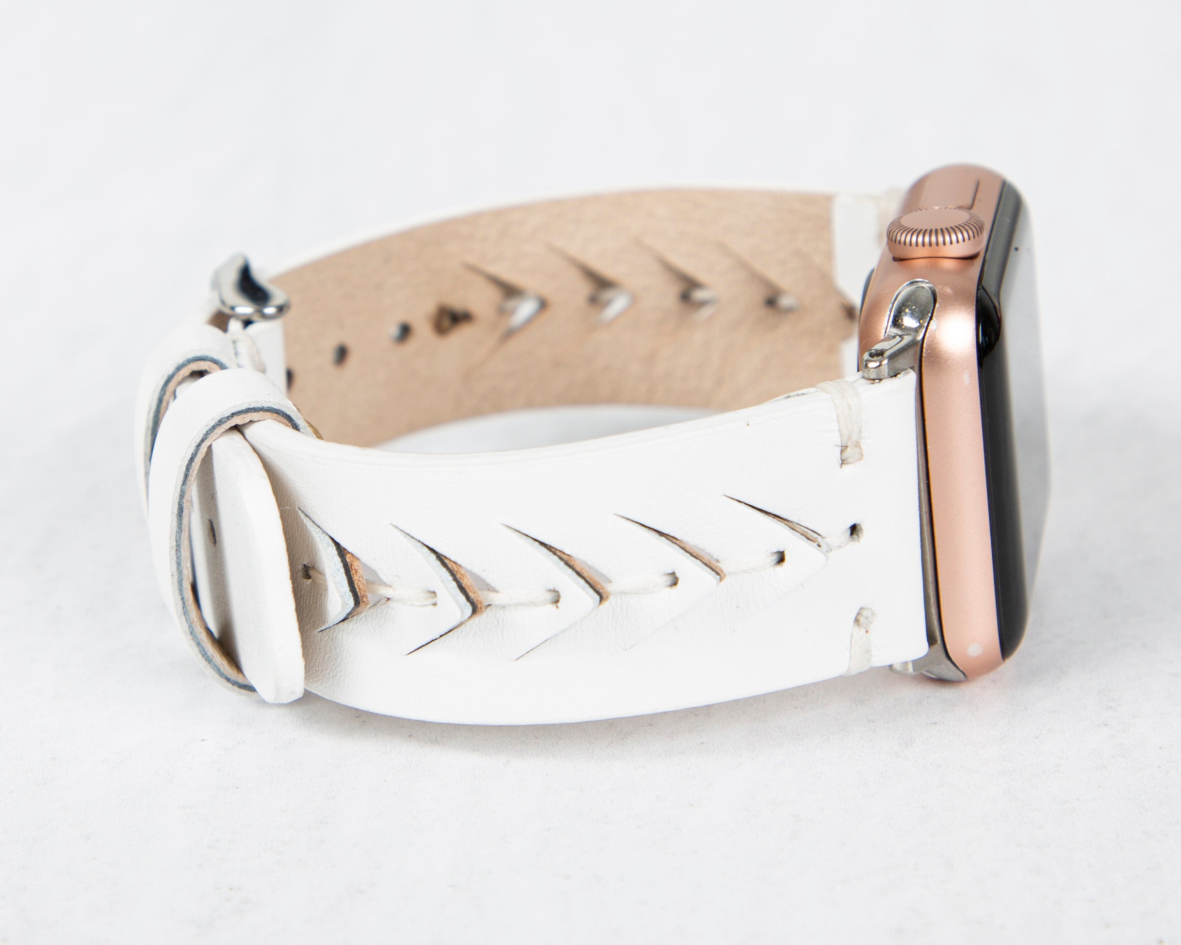 Handmade White Classic Vector Leather Band for Apple Watch