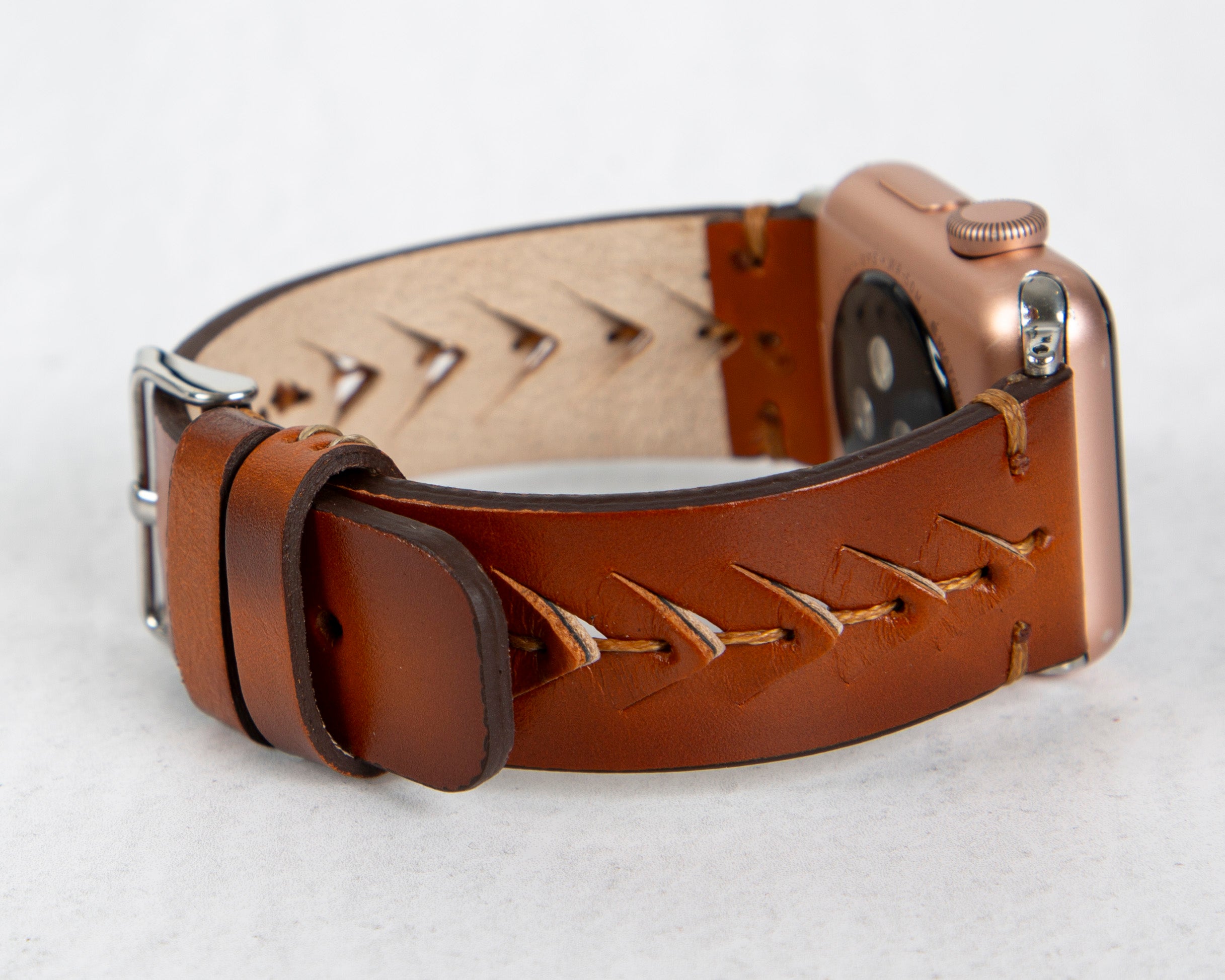 Handmade Burnished Brown Classic Vector Leather Band for Apple Watch