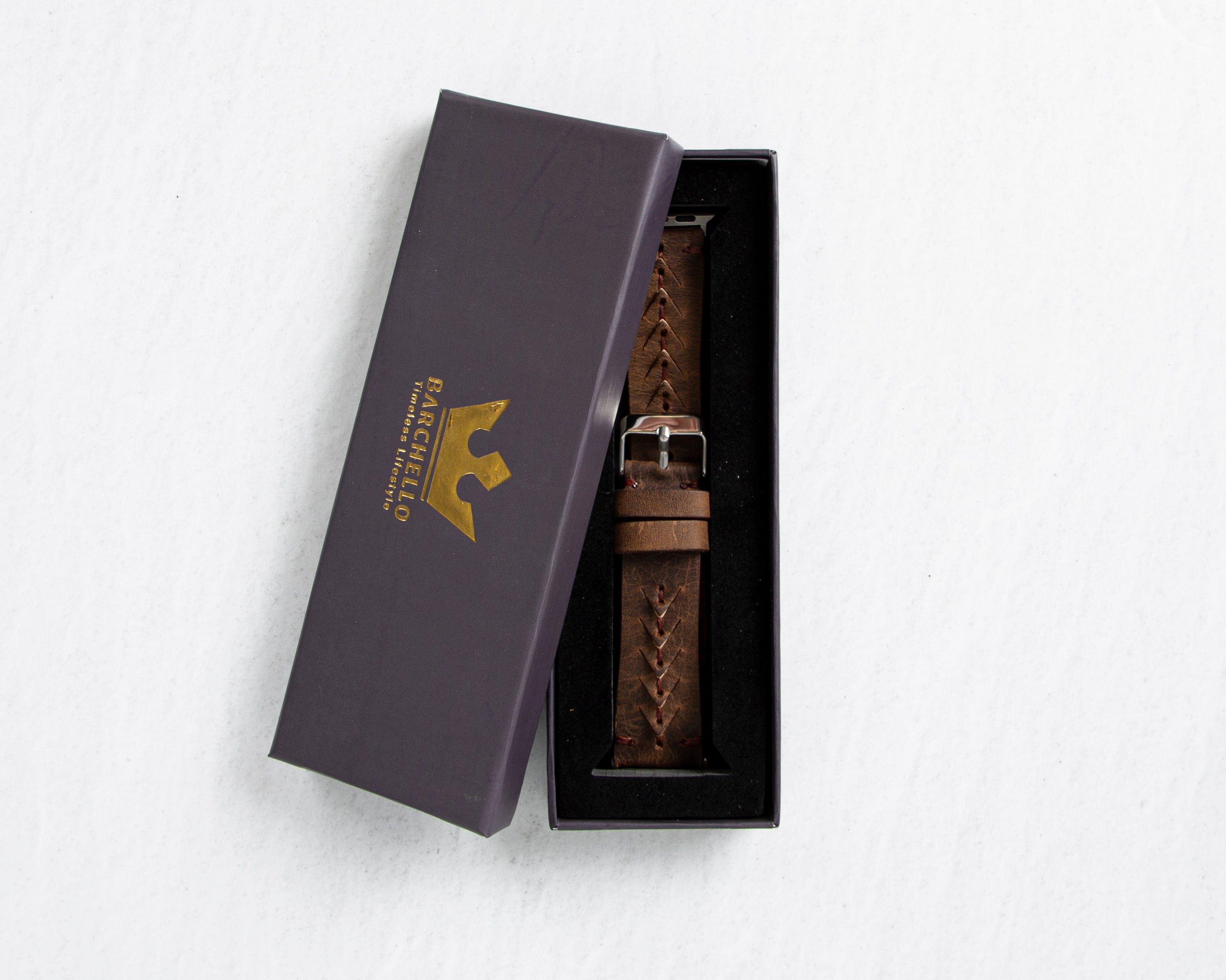 Handmade Dark Brown Classic Vector Leather Band for Apple Watch