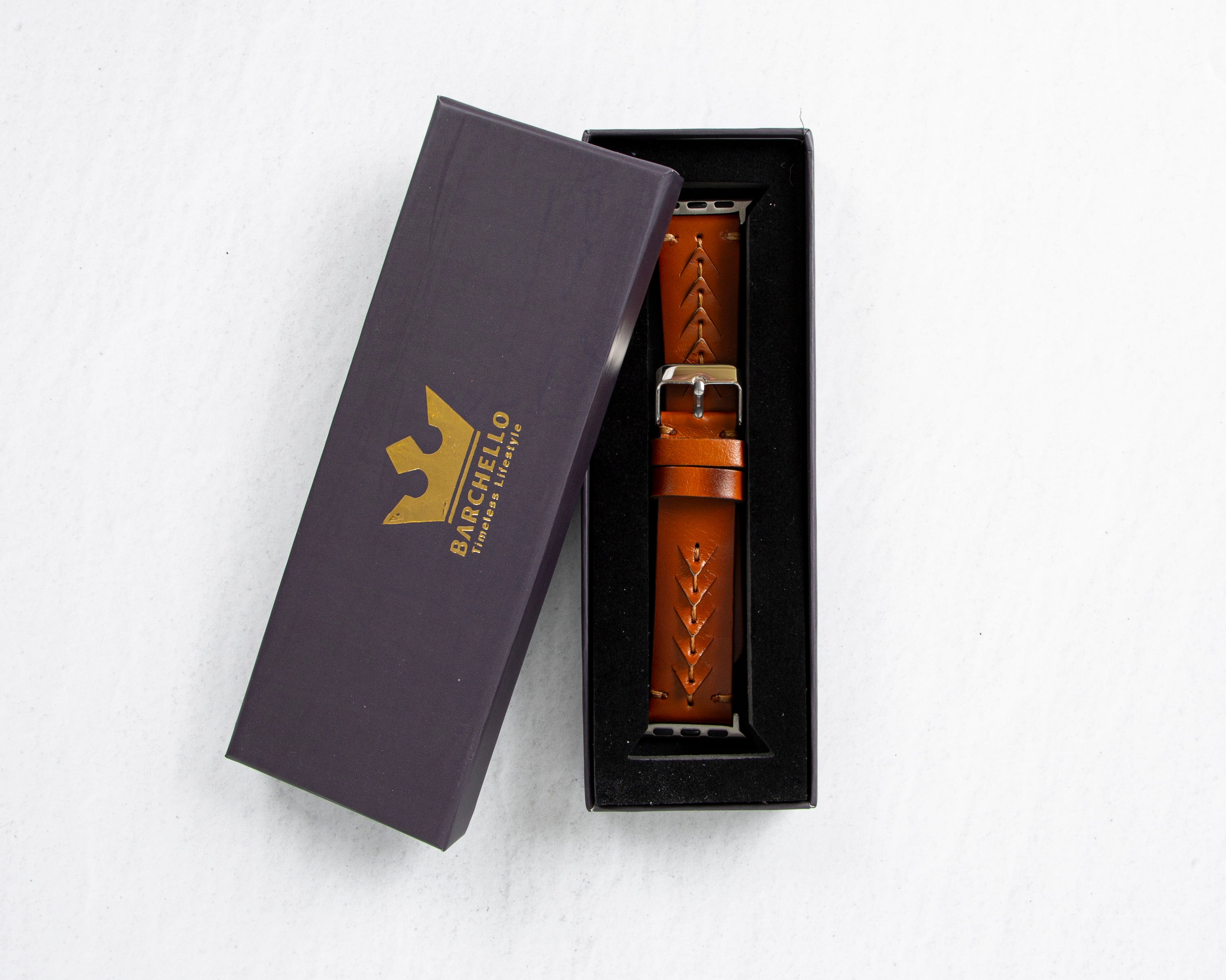 Handmade Burnished Brown Classic Vector Leather Band for Apple Watch