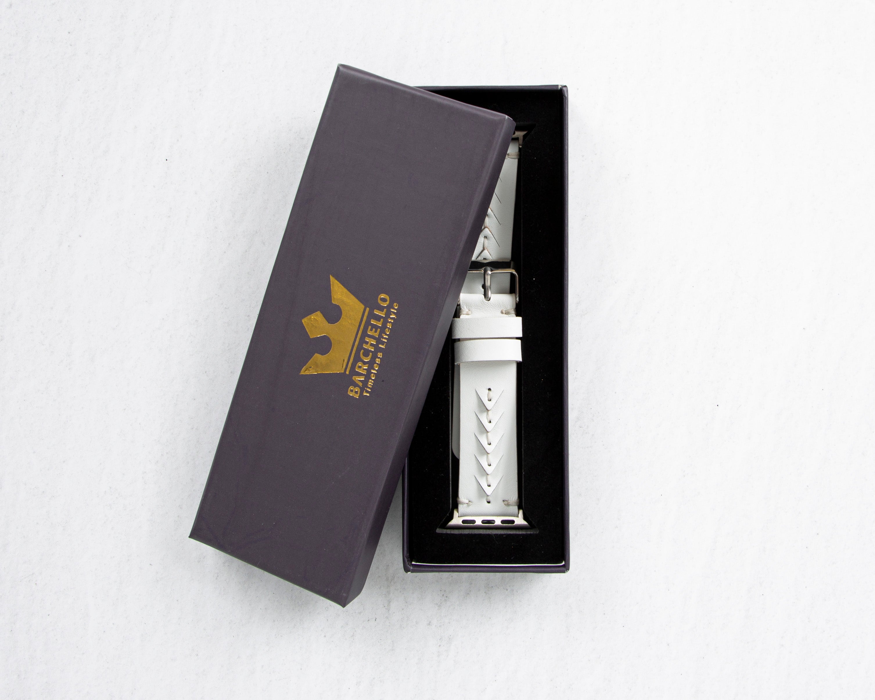 Handmade White Classic Vector Leather Band for Apple Watch