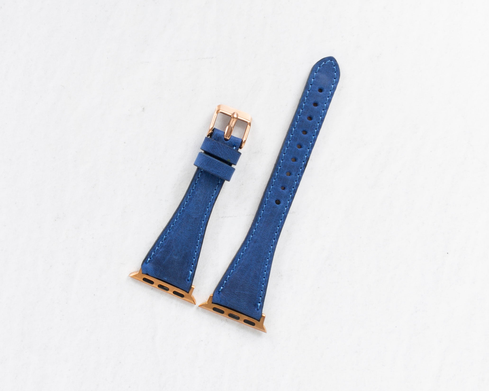Handmade Sax Blue Slim Patina Leather Band for Apple Watch