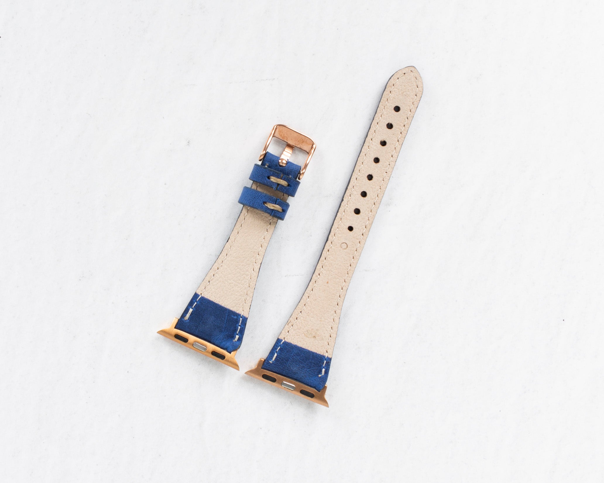 Handmade Sax Blue Slim Patina Leather Band for Apple Watch