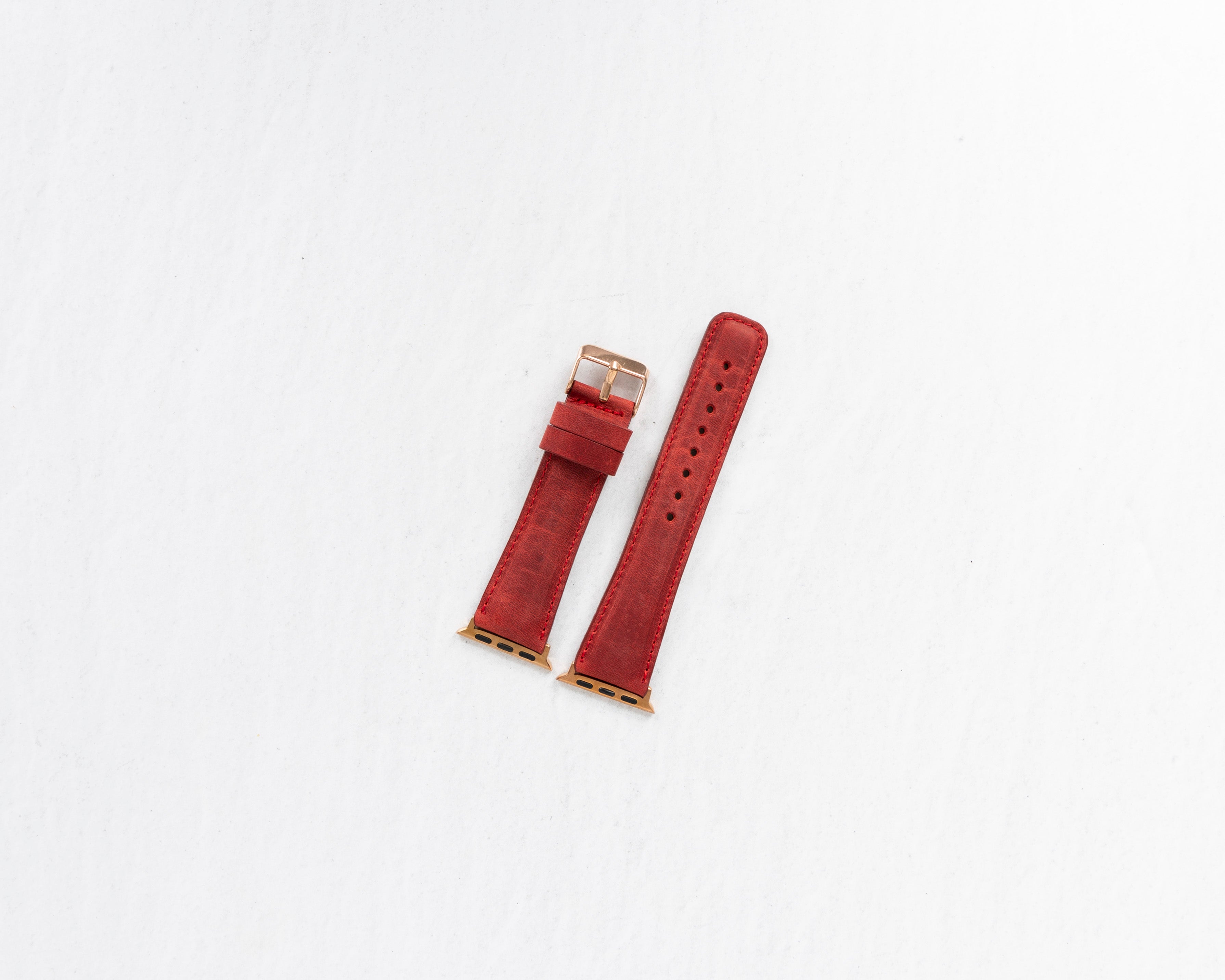 Handmade Red Classic Patina Leather Band for Apple Watch