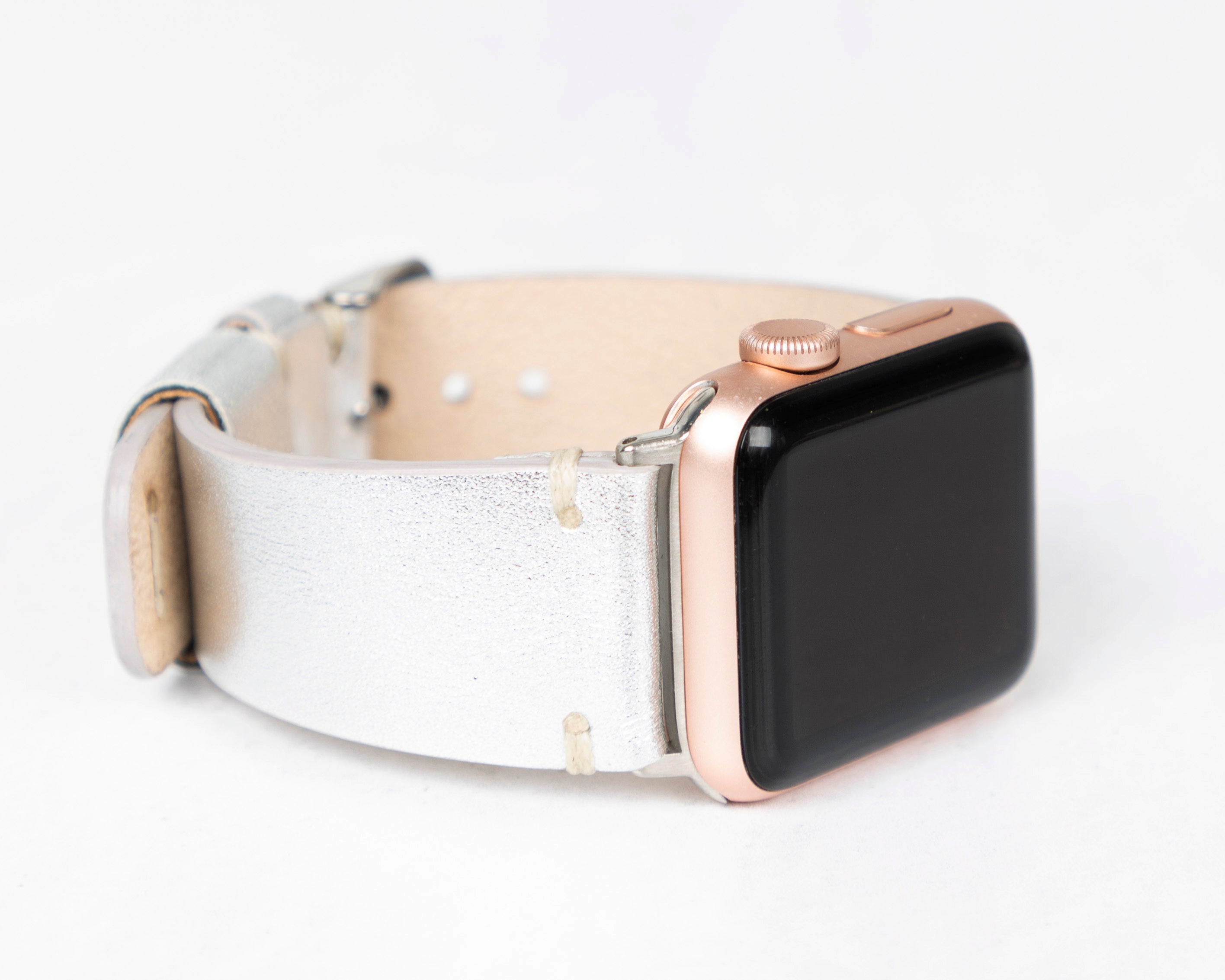 Handmade Silver Classic Artisan Leather Band for Apple Watch